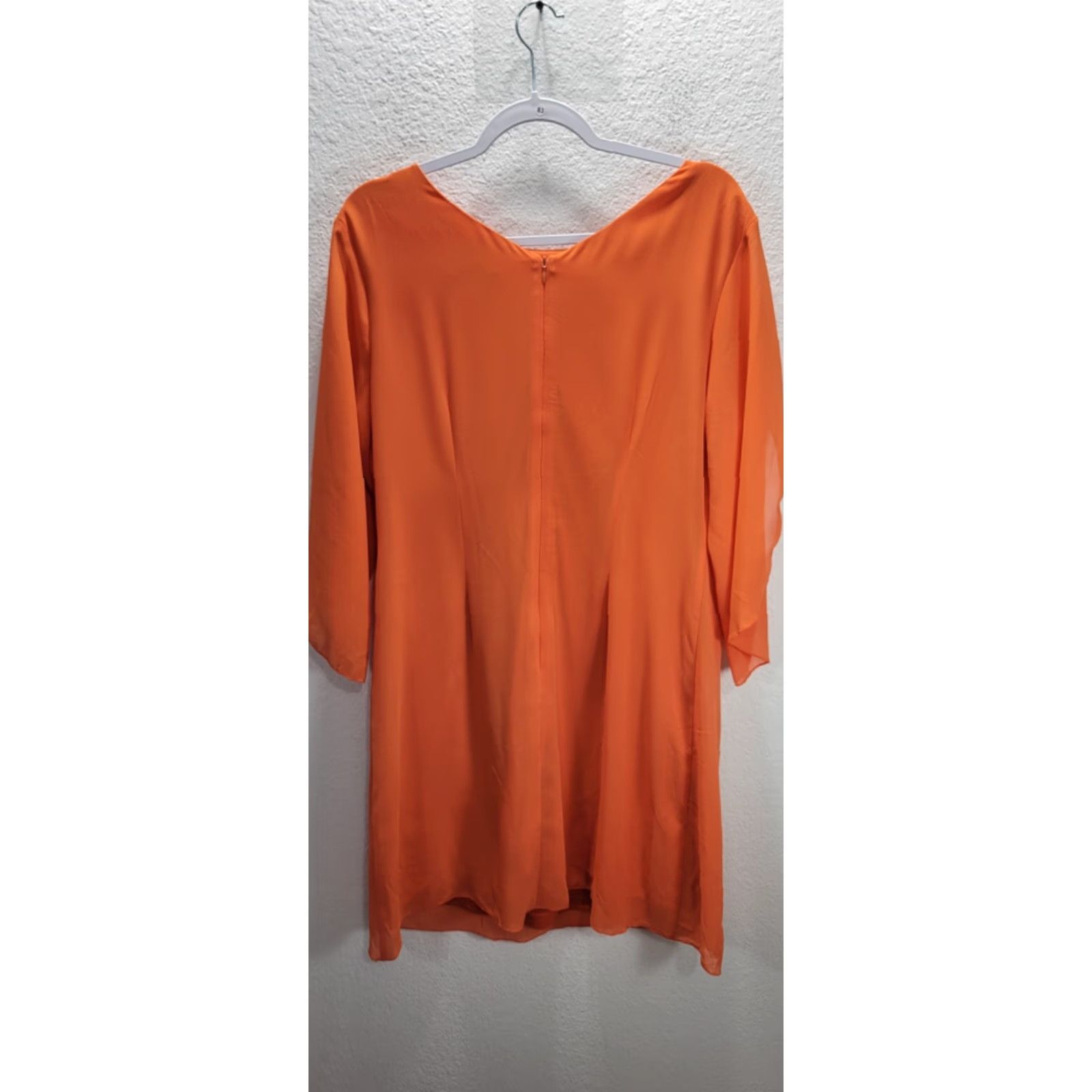 Vintage Grace Karin Womens Dress Knee Length Shift Orange L Long Flutter Sleeve Sz Large? Size L / US 10 / IT 46 - 3 Thumbnail