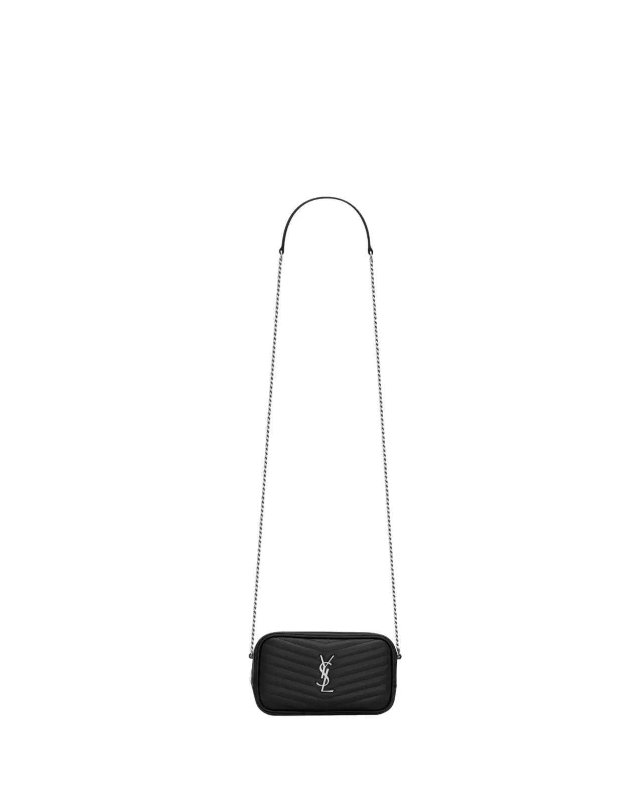 S. LAURENT Mini Lou Blk/Slvr Quilted Lthr Shldr Bag