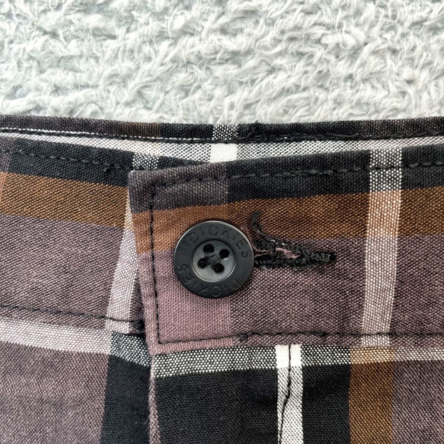 Dickies Dickies Mens 30 Purple Cargo Pockets Tartan Plaid Logo Cotton Regular Fit Shorts Size US 32 / EU 48 - 5 Thumbnail