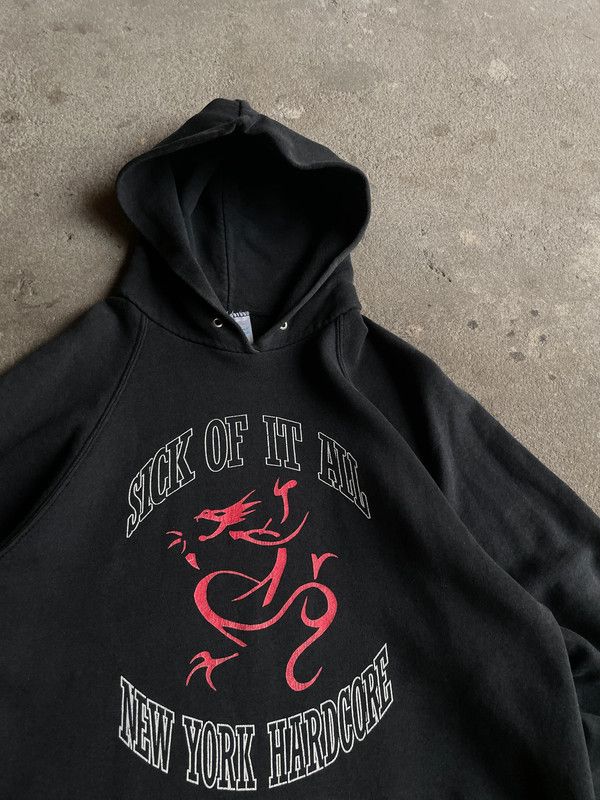 Band Tees × Vintage VINTAGE 90's SICK OF IT ALL NEW YORK HARCORE HOODIE Size US XL / EU 56 / 4 - 4 Thumbnail