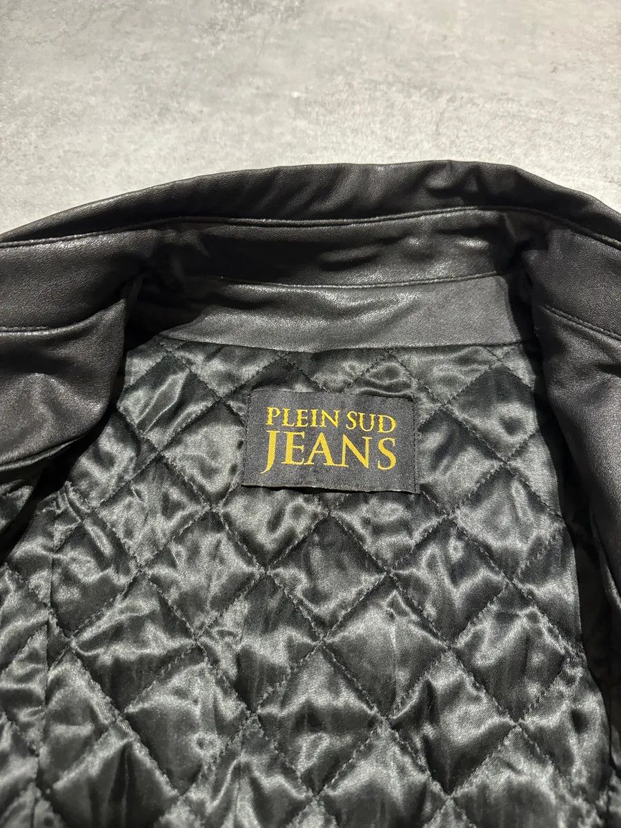 Vintage 2000s Plein Sud Asymmetrical Black Padded Leather Trench Jacket Size US XS / EU 42 / 0 - 4 Thumbnail