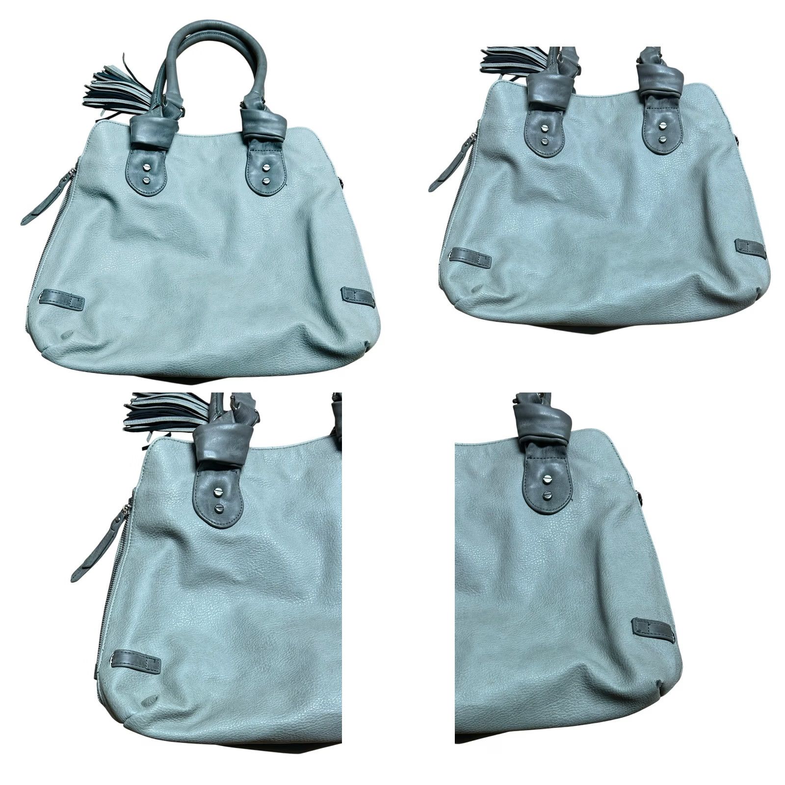 Steve Madden Steve Madden Women's Gray Leather Large Purse Shoulder Handbag Tote Tassel Read Size ONE SIZE - 10 Thumbnail