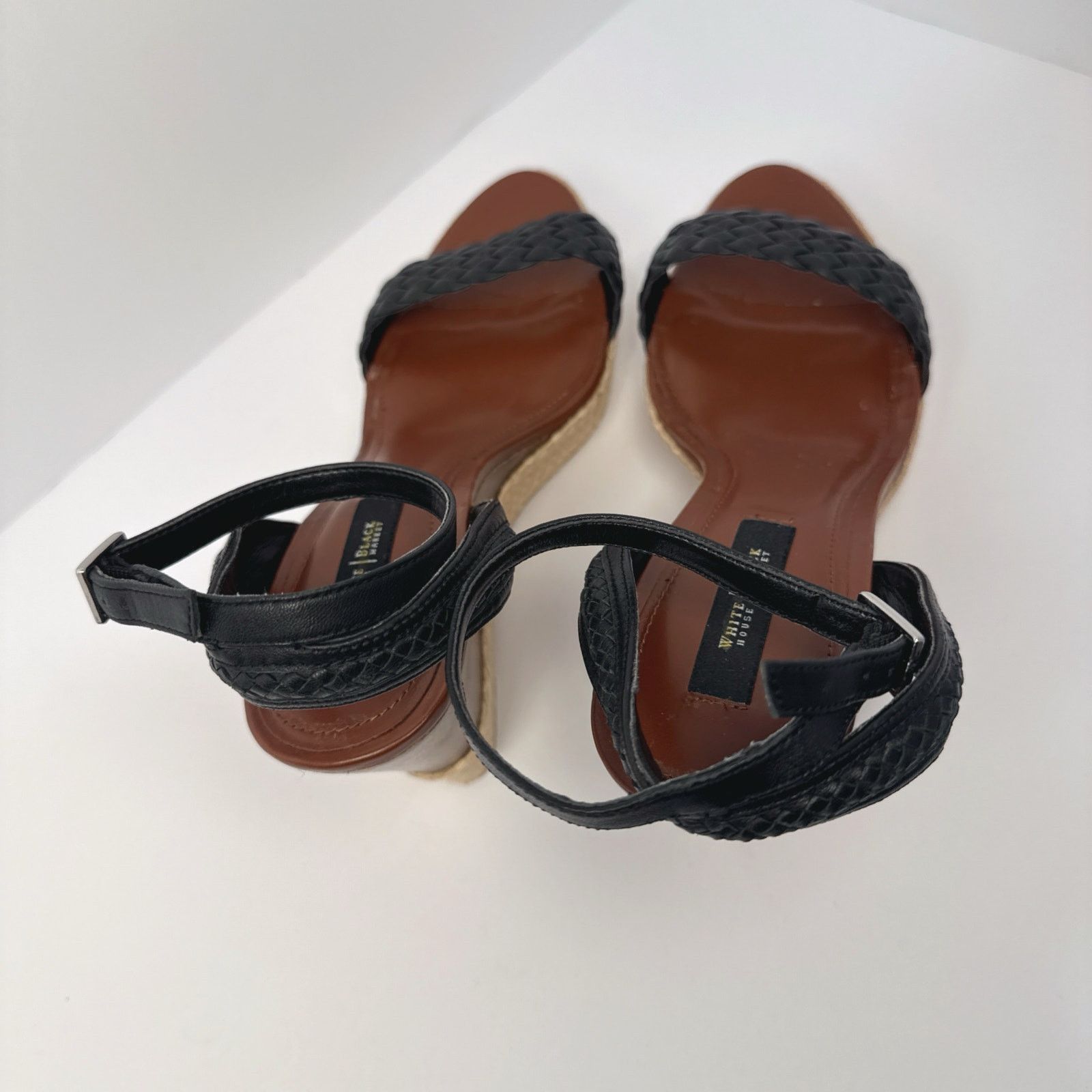 White House Black Market WHBM Black Basket Porter Weave Wedge Heels | 9 Size US 9 / IT 39 - 8 Thumbnail