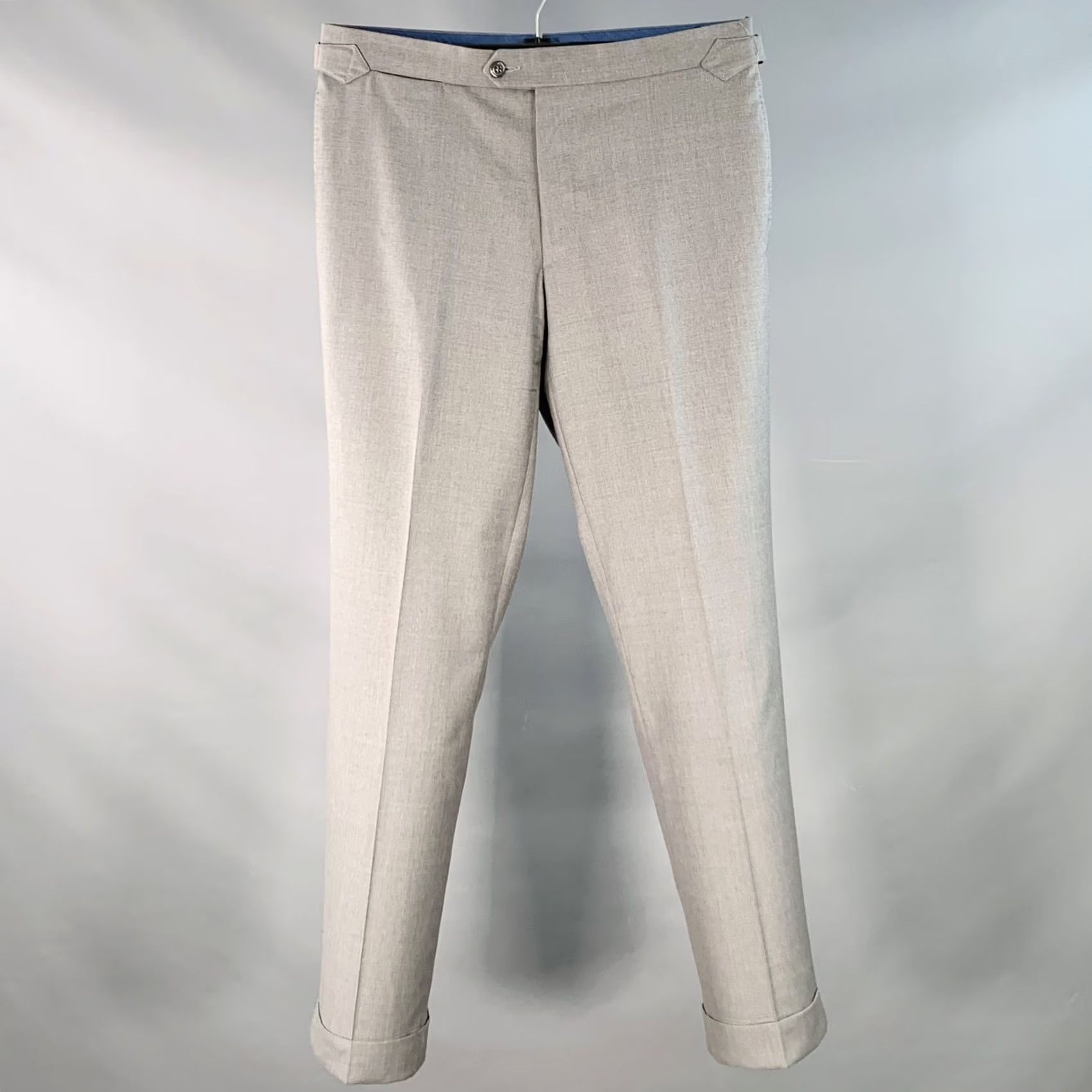 Vintage HADLEIGH'S Pants Size 32 Grey Wool Side Tabs Cuffed Straight Dress Dress Size US 32 / EU 48 - 2 Thumbnail