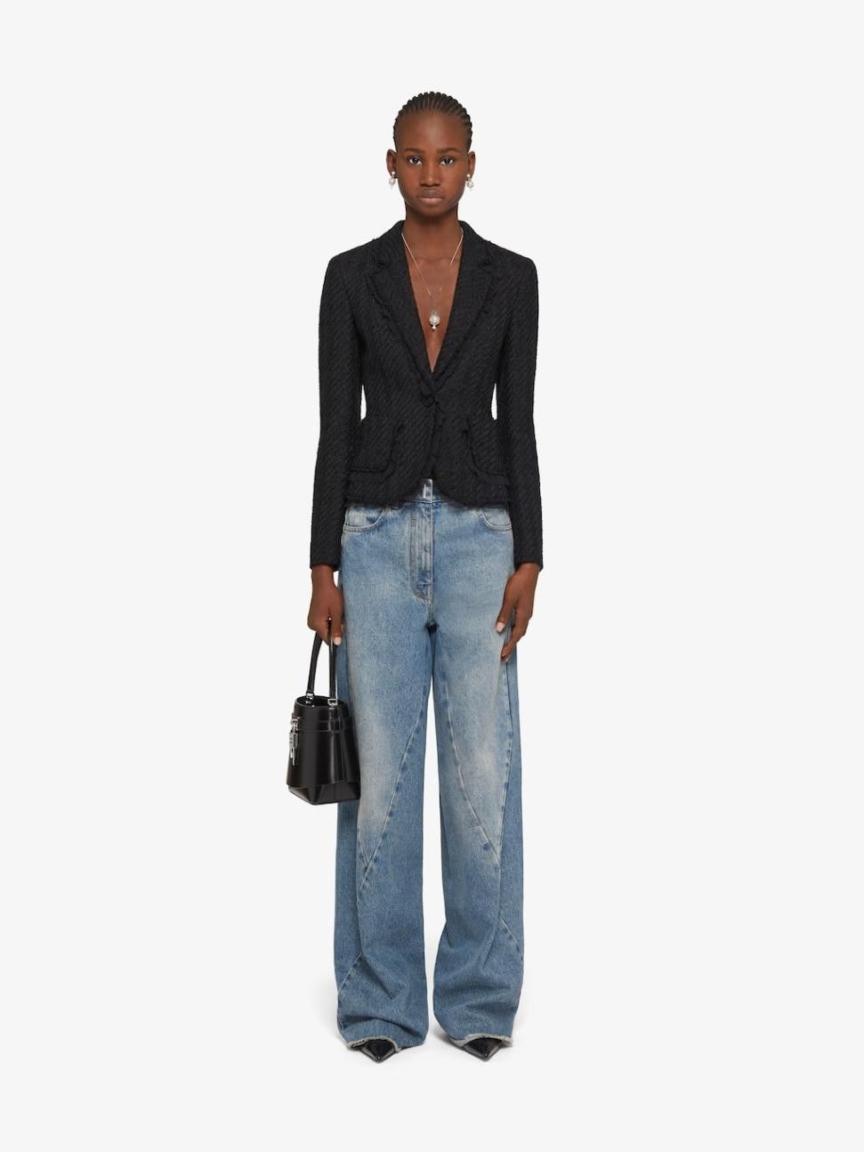 Givenchy o1w1db10325 Tweed Froufrou Jacket in Black Size M / US 6-8 / IT 42-44 - 2 Thumbnail