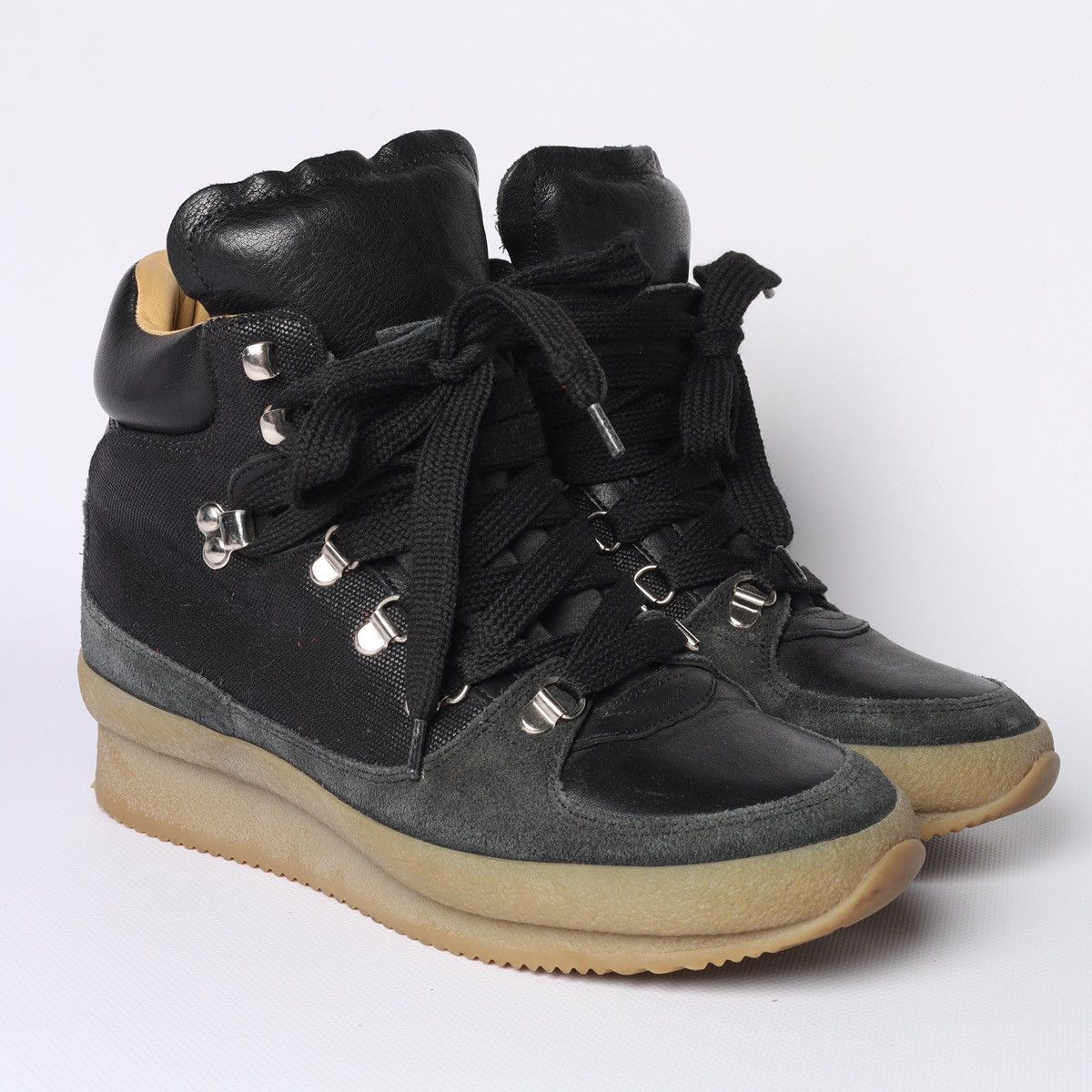 Isabel Marant Leather Suede Brent Hiking Boots Winter Shoes in Black, Women's (Size 9)