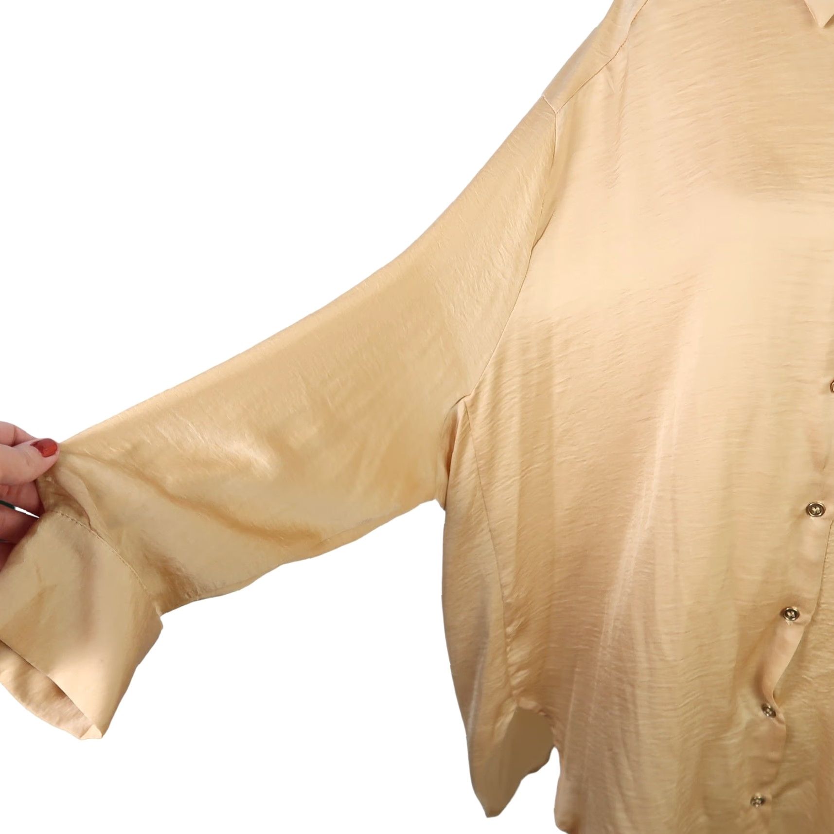 Vintage Rebels & Lovers Blouse Satin Batwing Sleeve Button Front Solid Gold S Womens Size S / US 4 / IT 40 - 5 Thumbnail