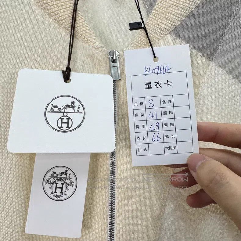 Hermes Hermes Geometric Patchwork Cashmere Zip Knit Jacket Size US S / EU 44-46 / 1 - 8 Thumbnail