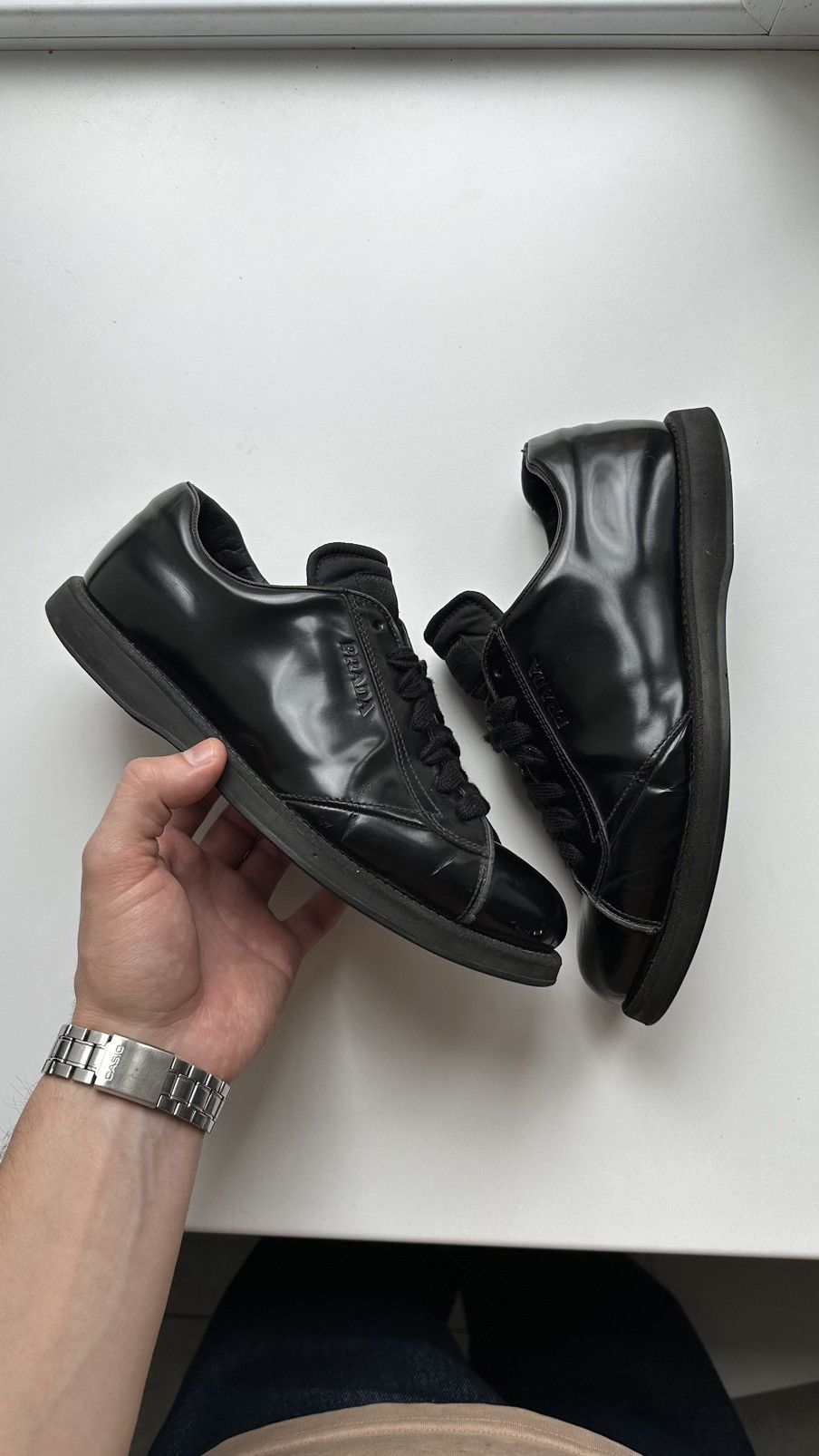 Prada Prada Leather Total Black Woman Shoes Size 5/39 Made Italy Size US 9.5 / IT 39.5 - 1 Thumbnail