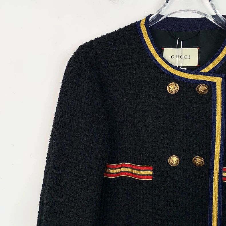Gucci Gucci Black double-breasted cotton medium and long small fr Size US S / EU 44-46 / 1 - 3 Thumbnail