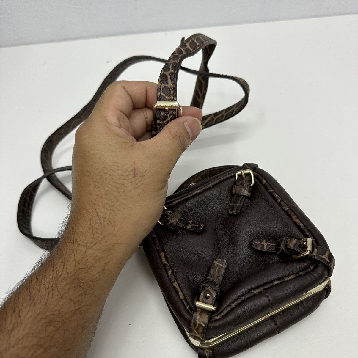 Celine ‼️YES‼️ AUTHENTIC CELINE LEATHER TRUNKETTE MINI CROSSBODY BAG Size ONE SIZE - 10 Thumbnail