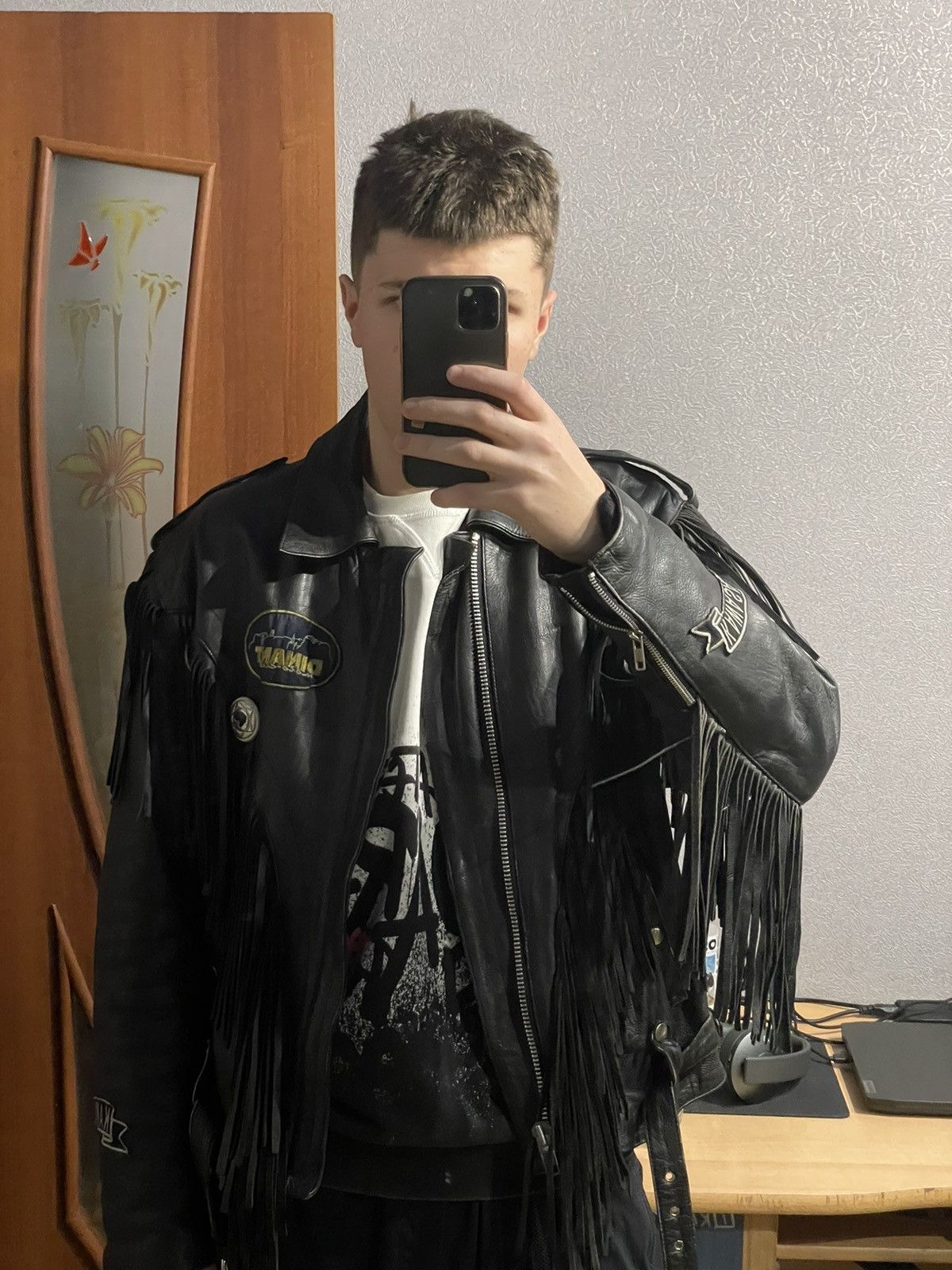 Vintage vintage biker leather suede fringe jacket rare M-L Size US M / EU 48-50 / 2 - 15 Thumbnail