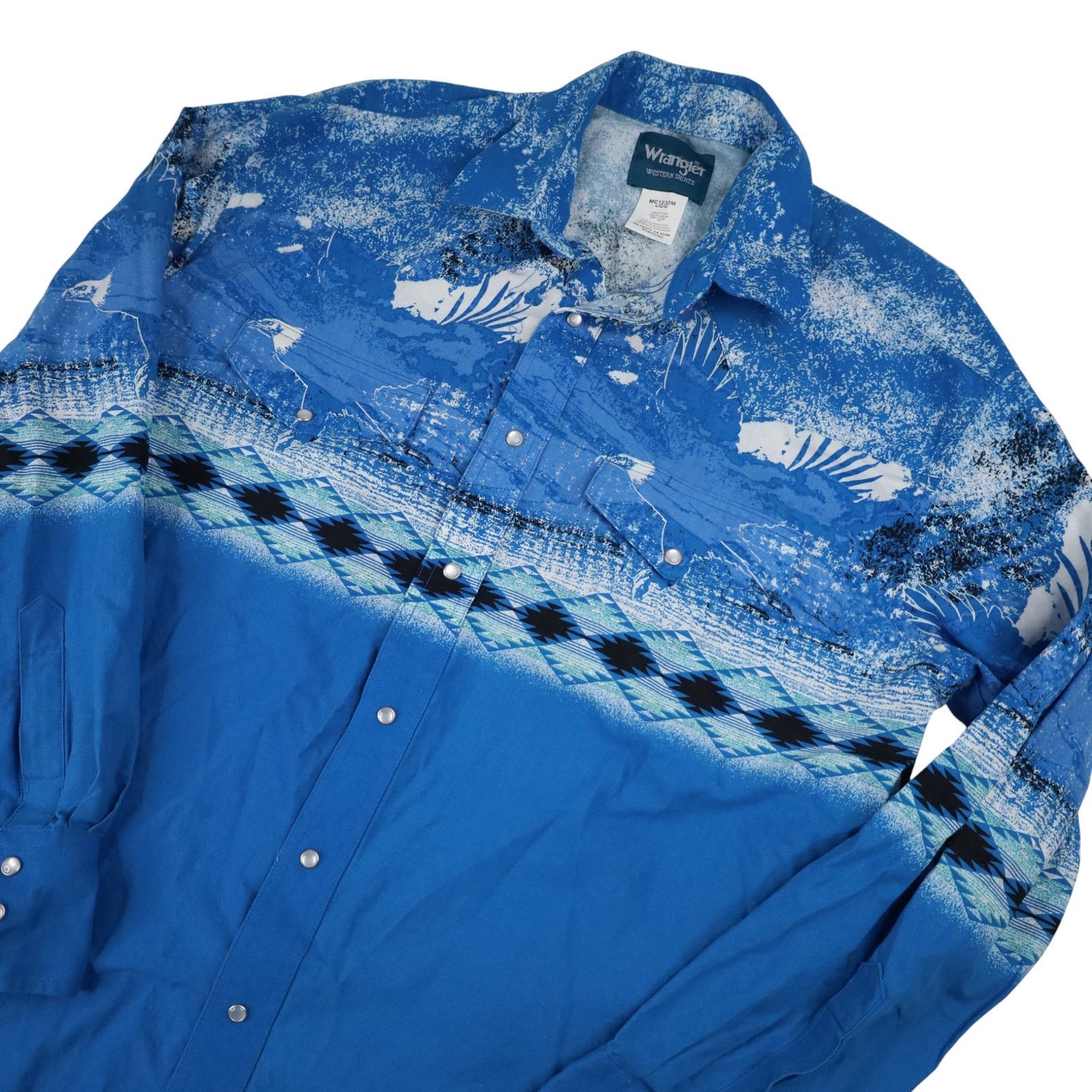 Vintage × Wrangler Vintage Wrangler Aztec Eagle Print Western Button Up Shirt Size US L / EU 52-54 / 3 - 3 Thumbnail