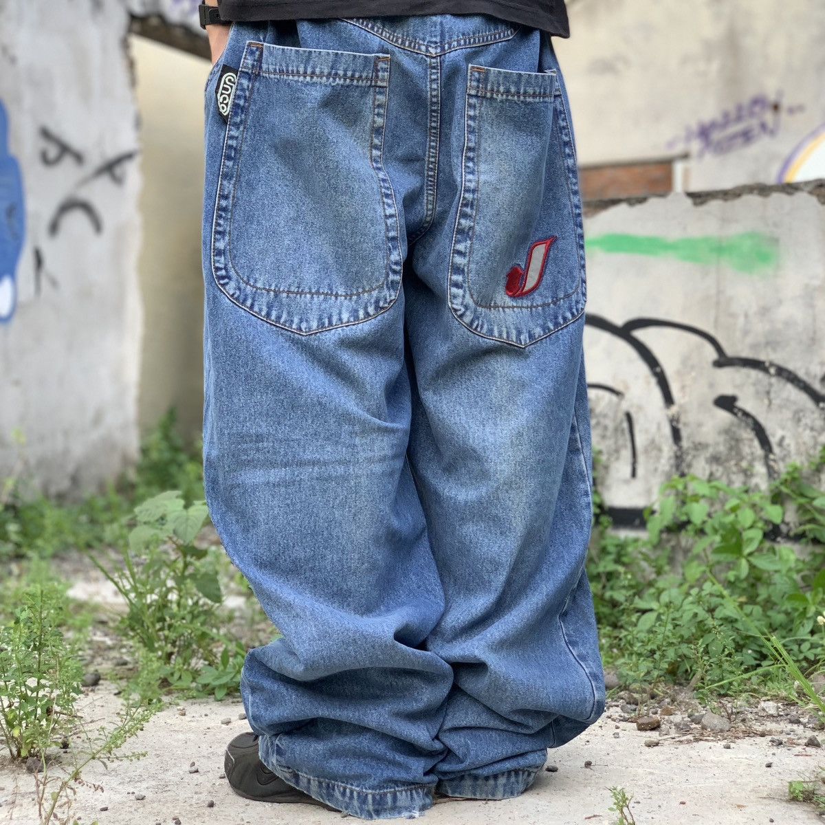JNCO Y2K JNCO handy Man Big Pocket Reflective Baggy Denim Pants Size US 36 / EU 52 - 1 Thumbnail