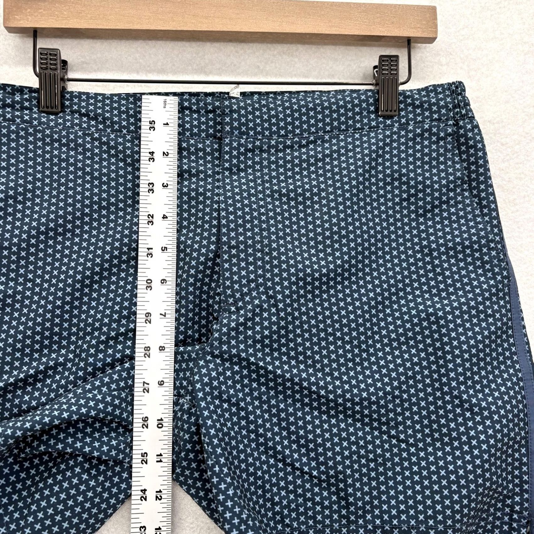 Vintage Fair Harbor Geometric Print Trunks Mens 30 Blue Quick Dry Drawstring Lined Pockets Above-the-Knee Size ONE SIZE - 6 Thumbnail