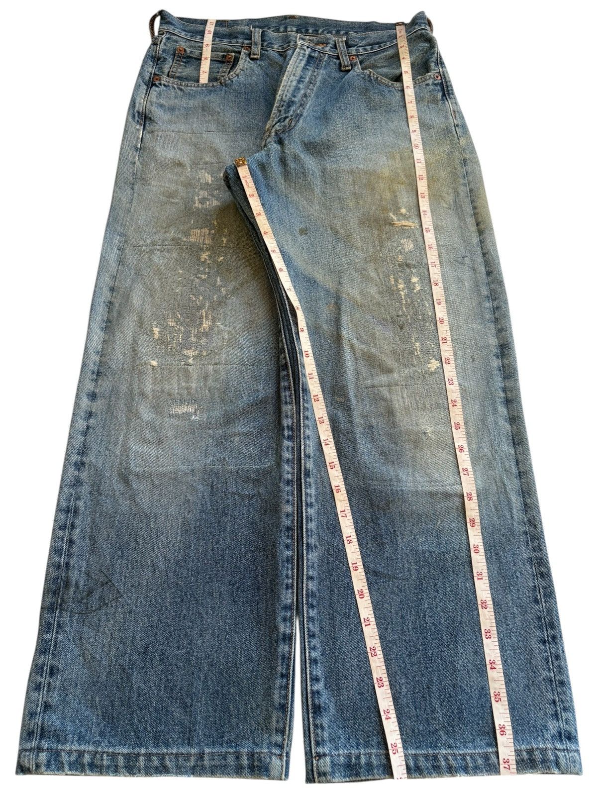 Levi's × Levi's Vintage Clothing Vintage Japanese Brand Mud Wash Distress Rip Baggy Jean Size US 34 / EU 50 - 13 Thumbnail