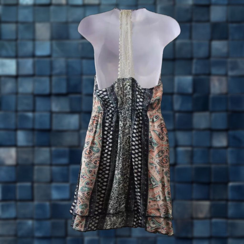O'Neill VINTAGE? (No) - O'Neill Pink Navy Paisley Crochet Strap Tank Dress Womens M Size M / US 6-8 / IT 42-44 - 1 Thumbnail