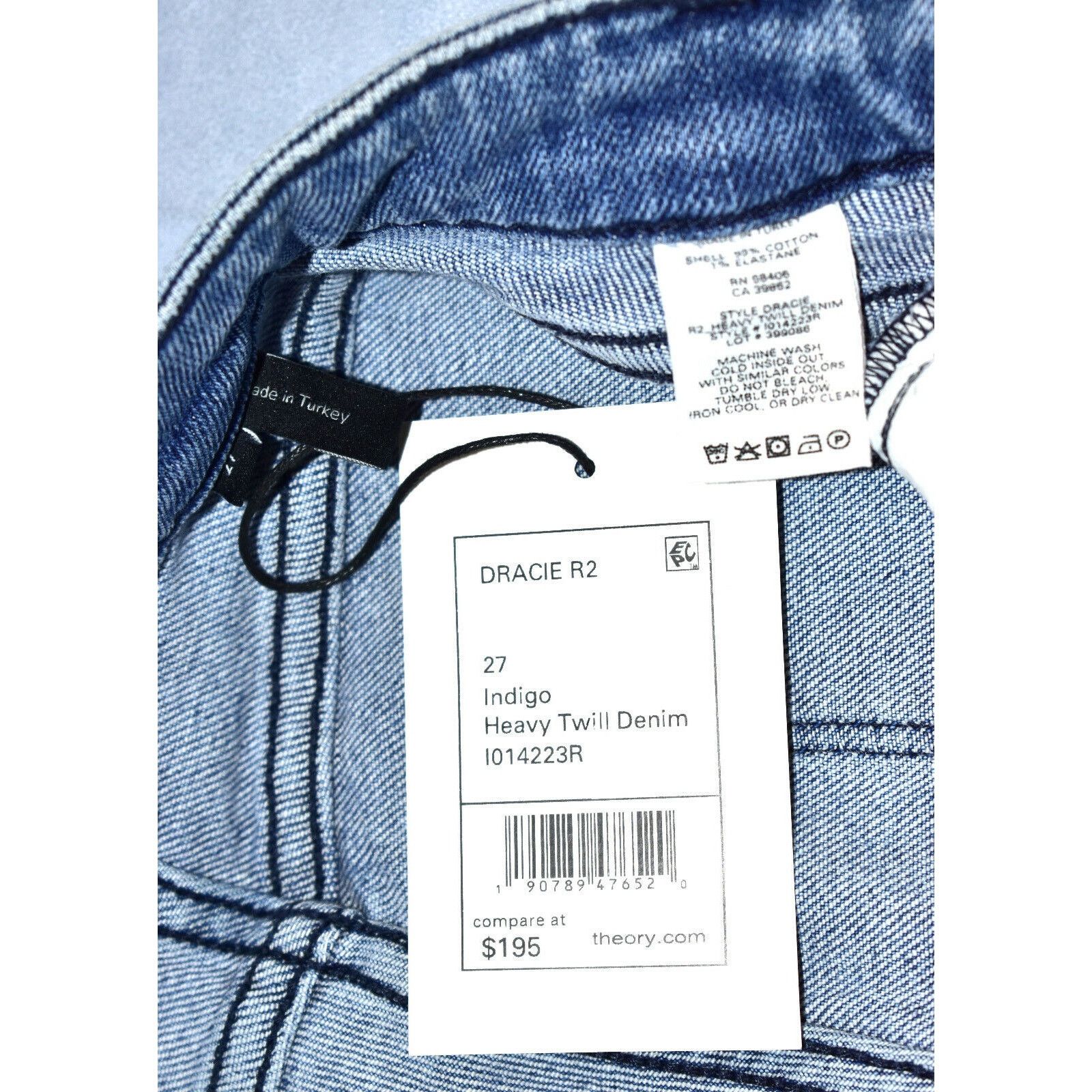 Theory B0 NWT THEORY Dracie R2 Indigo Denim Slim Leg Jeans 27 $195 Size 27" / US 4 / IT 40 - 6 Thumbnail