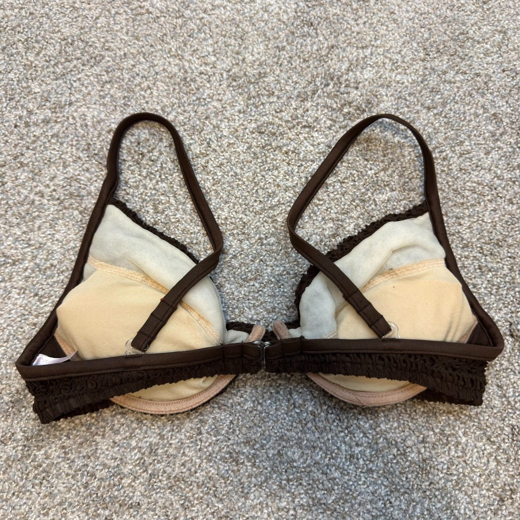Victoria's Secret VINTAGE Victoria's Secret Bikini Swim Top M/L Brown Crochet Coconut Women's M/L Bikini Top Size M / US 6-8 / IT 42-44 - 2 Thumbnail