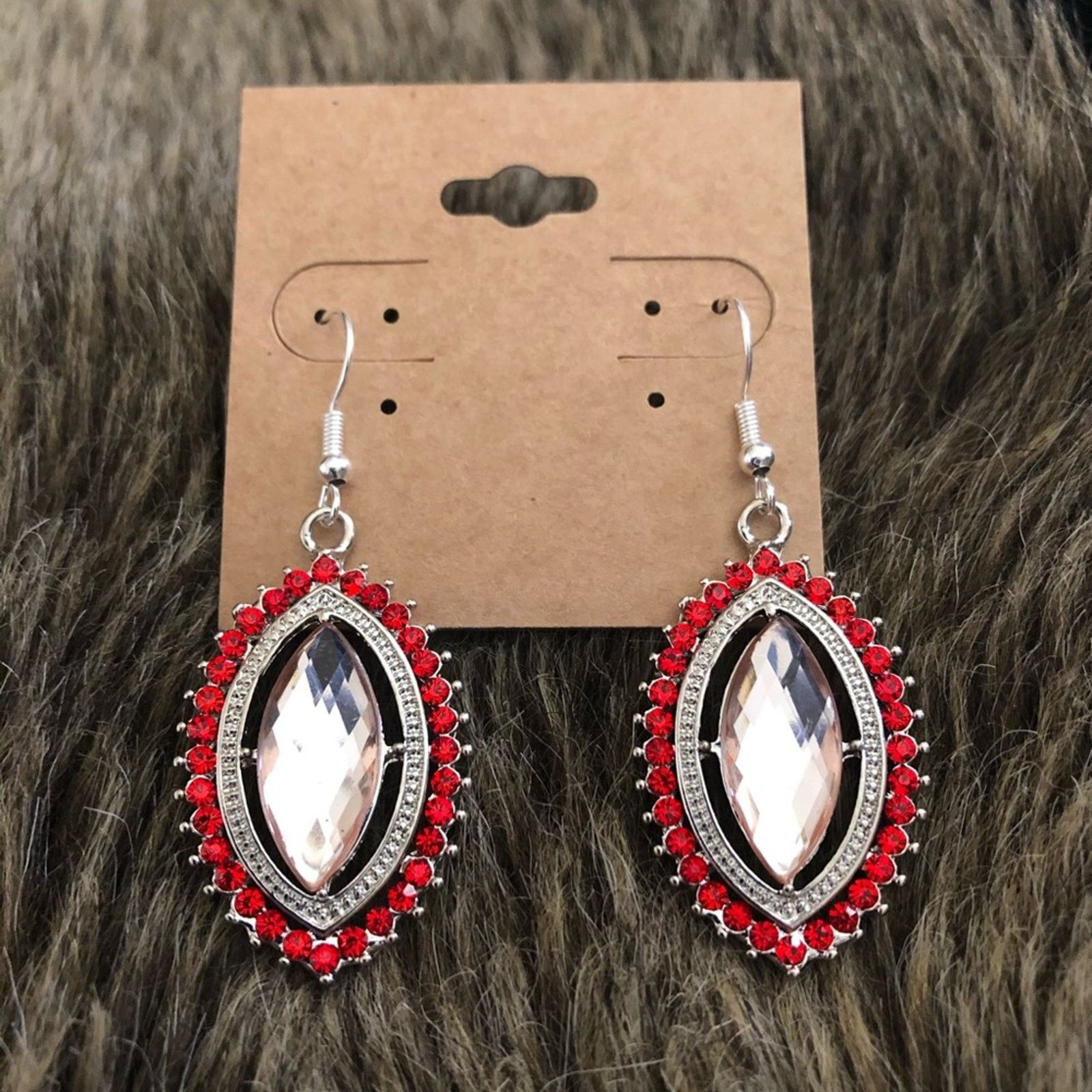 Handmade Repurposed stone cluster silver drop earrings Size ONE SIZE - 2 Thumbnail