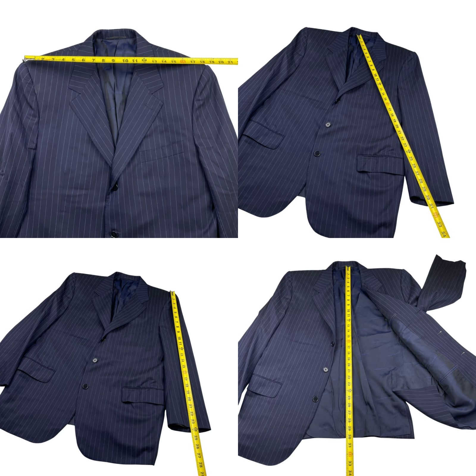 Vintage VINTAGE Saint Andrews Blazer Navy Blue Stripe 2-Button Wool/Cashmere Italy 48R Mens Size 48R - 8 Thumbnail