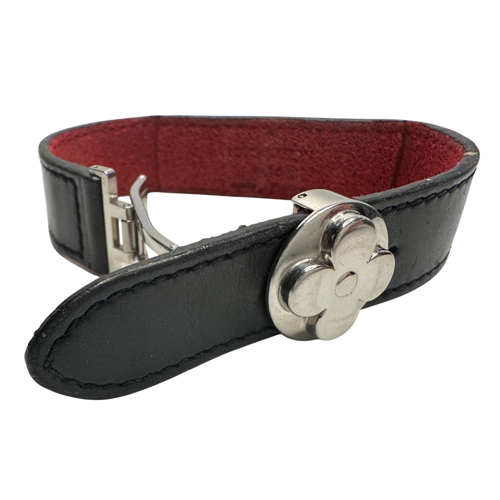 Louis Vuitton Louis Vuitton (LV) Black Leather Monogram Wish Bracelet Size ONE SIZE - 5 Thumbnail