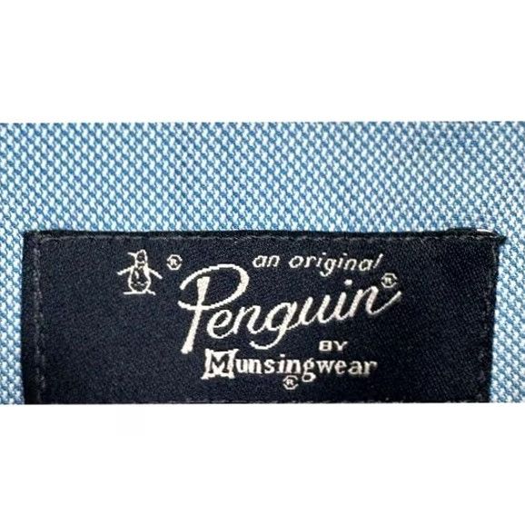 Vintage Penguin by Munsingwear Shirt Mens Small 14.5 Slim Dress Blue Striped Cotton Polyester Button-Down 32-33 Heritage Size 40R - 4 Thumbnail