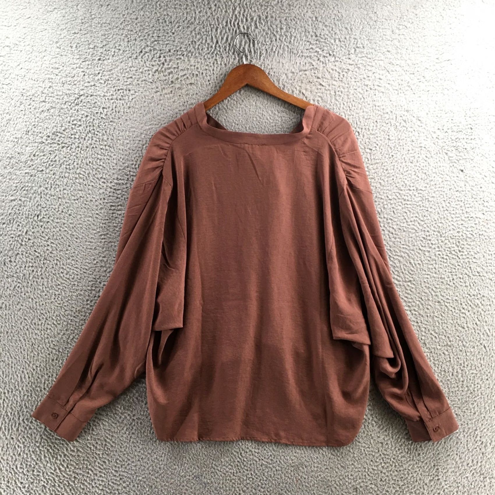 Vintage Maurices Blouse Top Womens L Brown Polyester Long Sleeve V-Neck Pullover NEW Size L / US 10 / IT 46 - 7 Thumbnail