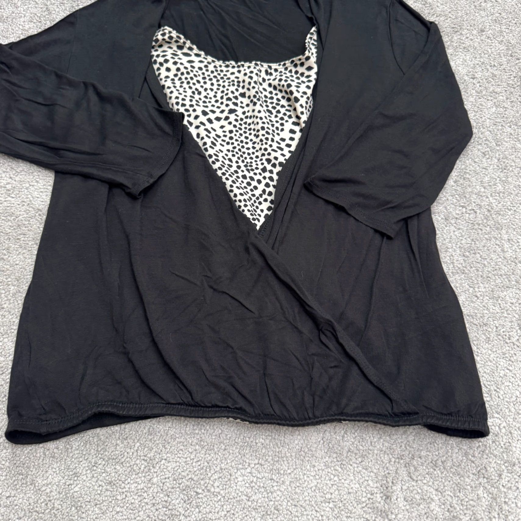 Vintage Claudia Richard Wrap Blouse Womens Medium Black Animal Print Top W/ Inner Lining Size M / US 6-8 / IT 42-44 - 3 Thumbnail