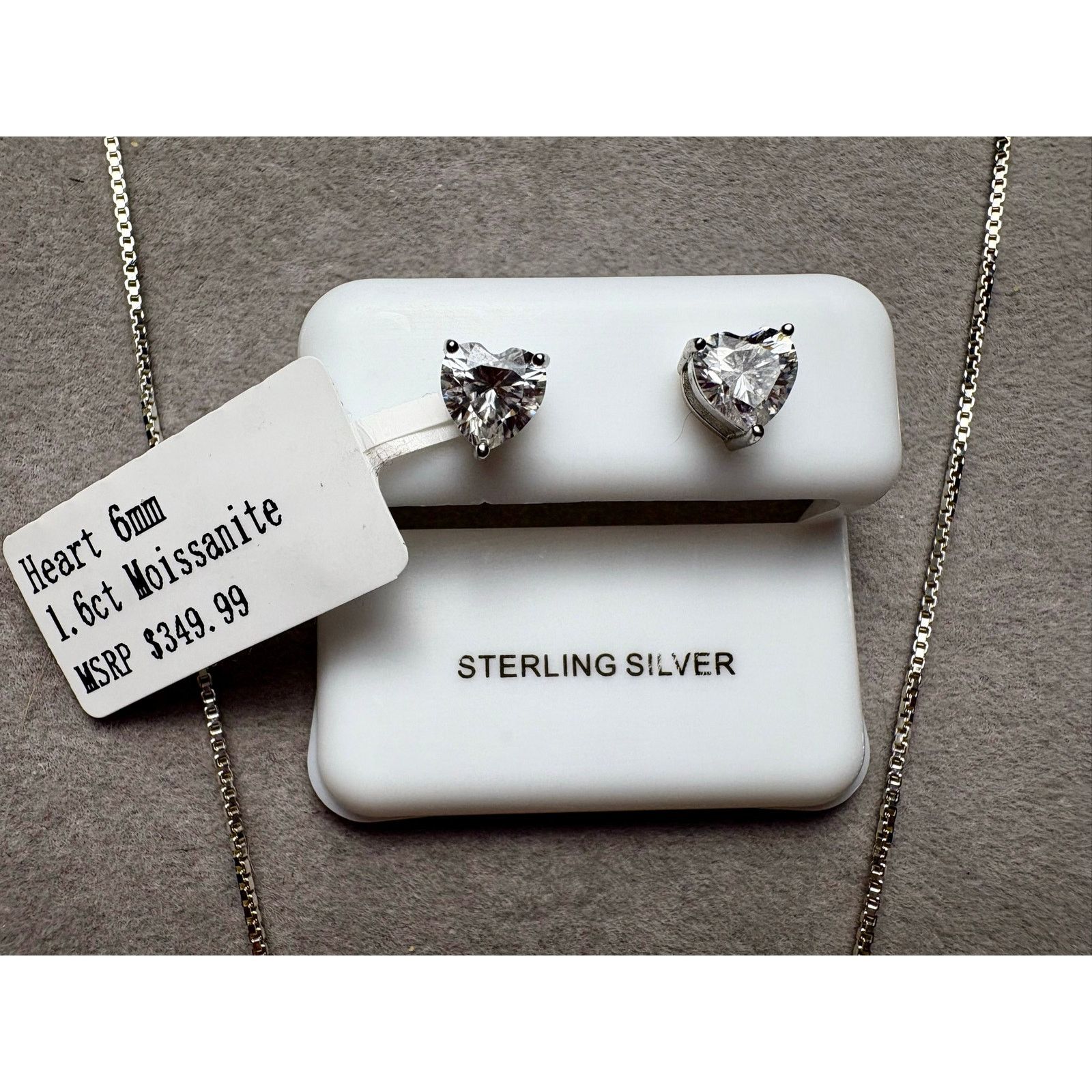 Jewelry Moissanite Heart 3PC Set: Ring, Necklace & Earrings - Silver Size ONE SIZE - 4 Thumbnail