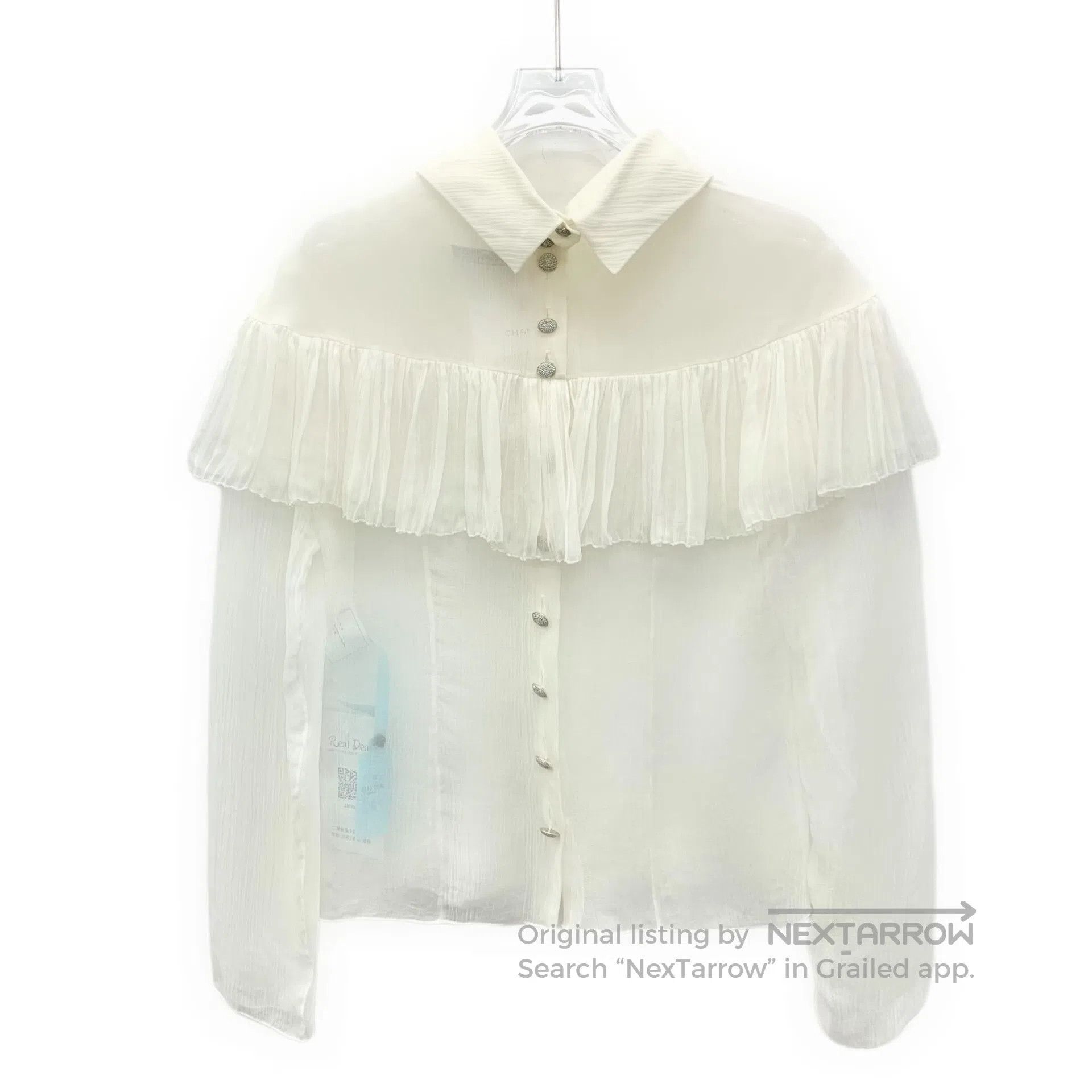 Chanel Chanel Off-white lace ruffle silk collar long-sleeved shir Size XS / US 0-2 / IT 36-38 - 2 Thumbnail