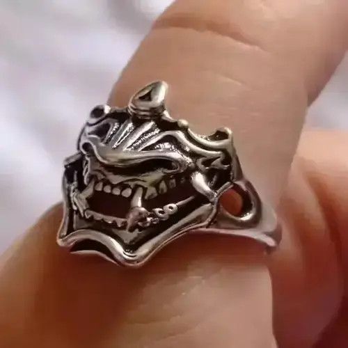Japanese Brand Vintage Mask Ring Demon Ninja Punk Jewelry Chrome Size ONE SIZE - 3 Thumbnail