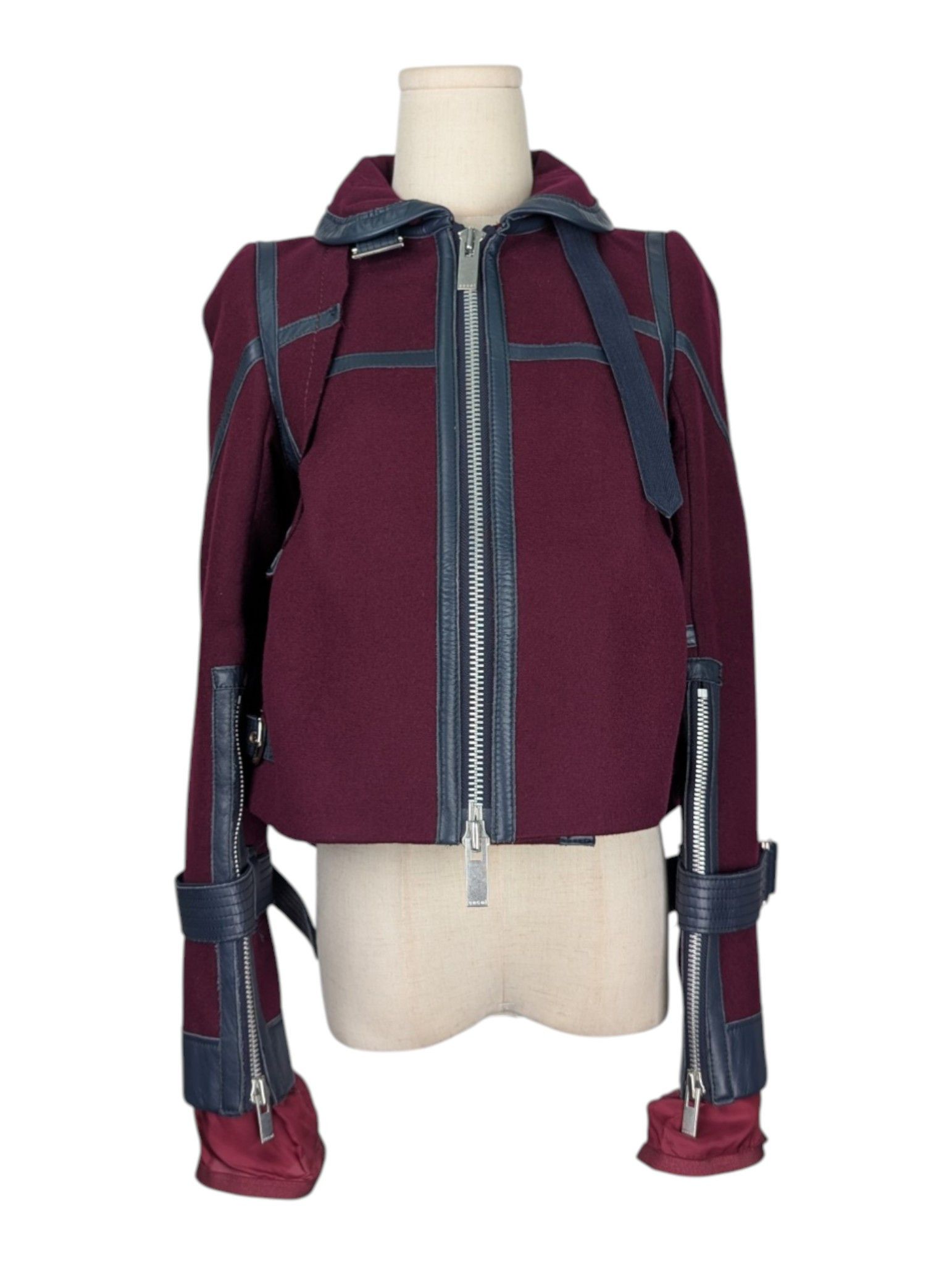Sacai Sacai Red Melton Wool Blouson Jacket Size US S / EU 44-46 / 1 - 1 Thumbnail