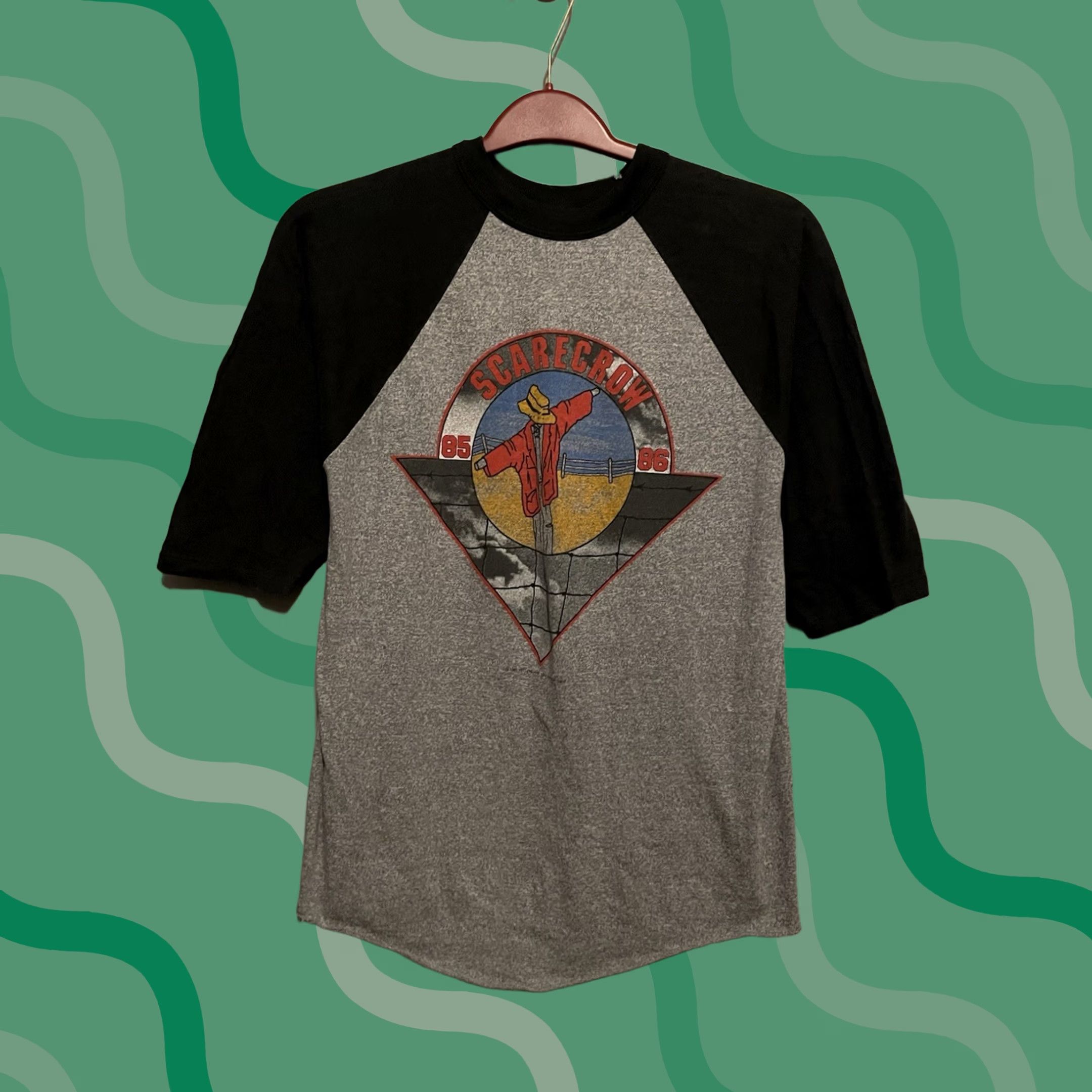 Cougar VINTAGE John Cougar Mellencamp Scarecrow Tour Shirt Concert 80s T-Shirt Mens Size L Gray Short Sleeve Crew Neck Cotton Blend Double-Sided Music 1980s Size US L / EU 52-54 / 3 - 1 Thumbnail