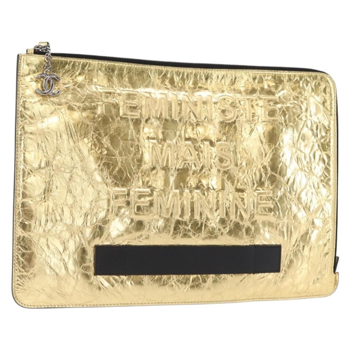 Chanel Chanel Clutch Bag Leather Gold CC Size ONE SIZE - 1 Thumbnail