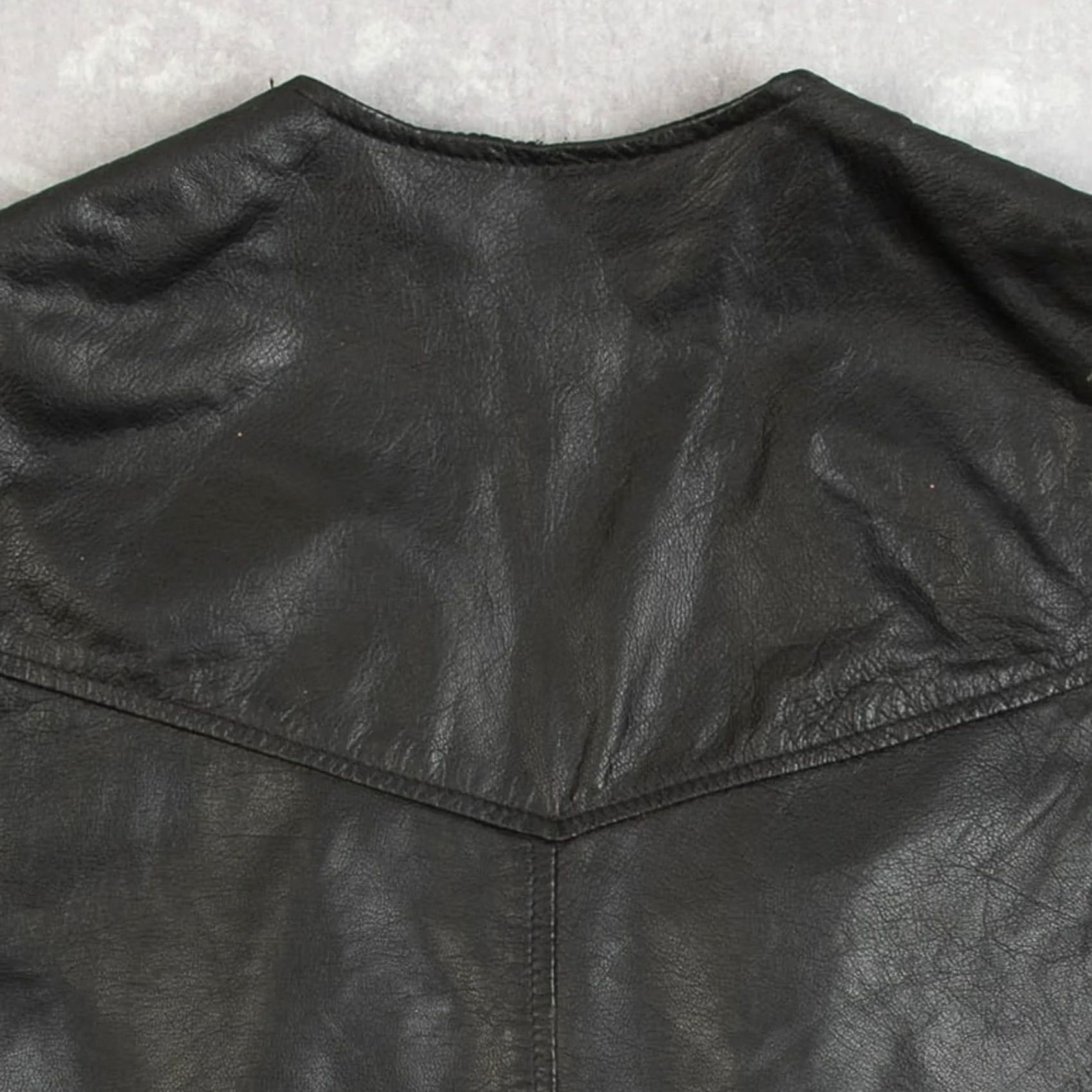 Camel Vintage Men's 1990s Unbranded Leather Vest Jacket Black Large Size US L / EU 52-54 / 3 - 4 Thumbnail