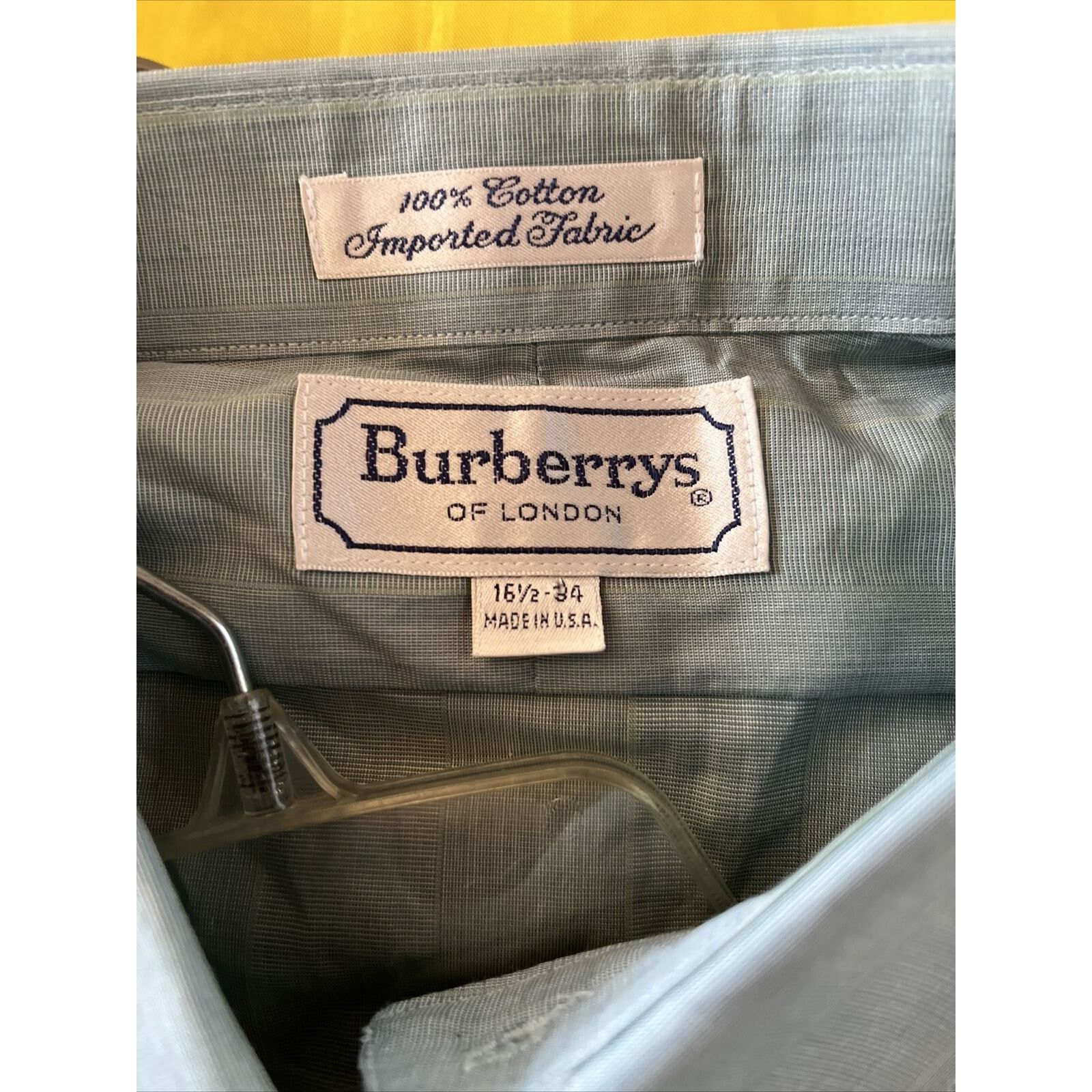 Burberry Burberry Men’s 16.5 34 Green Grey LS Button Up Cotton Shirt Size US L / EU 52-54 / 3 - 15 Thumbnail