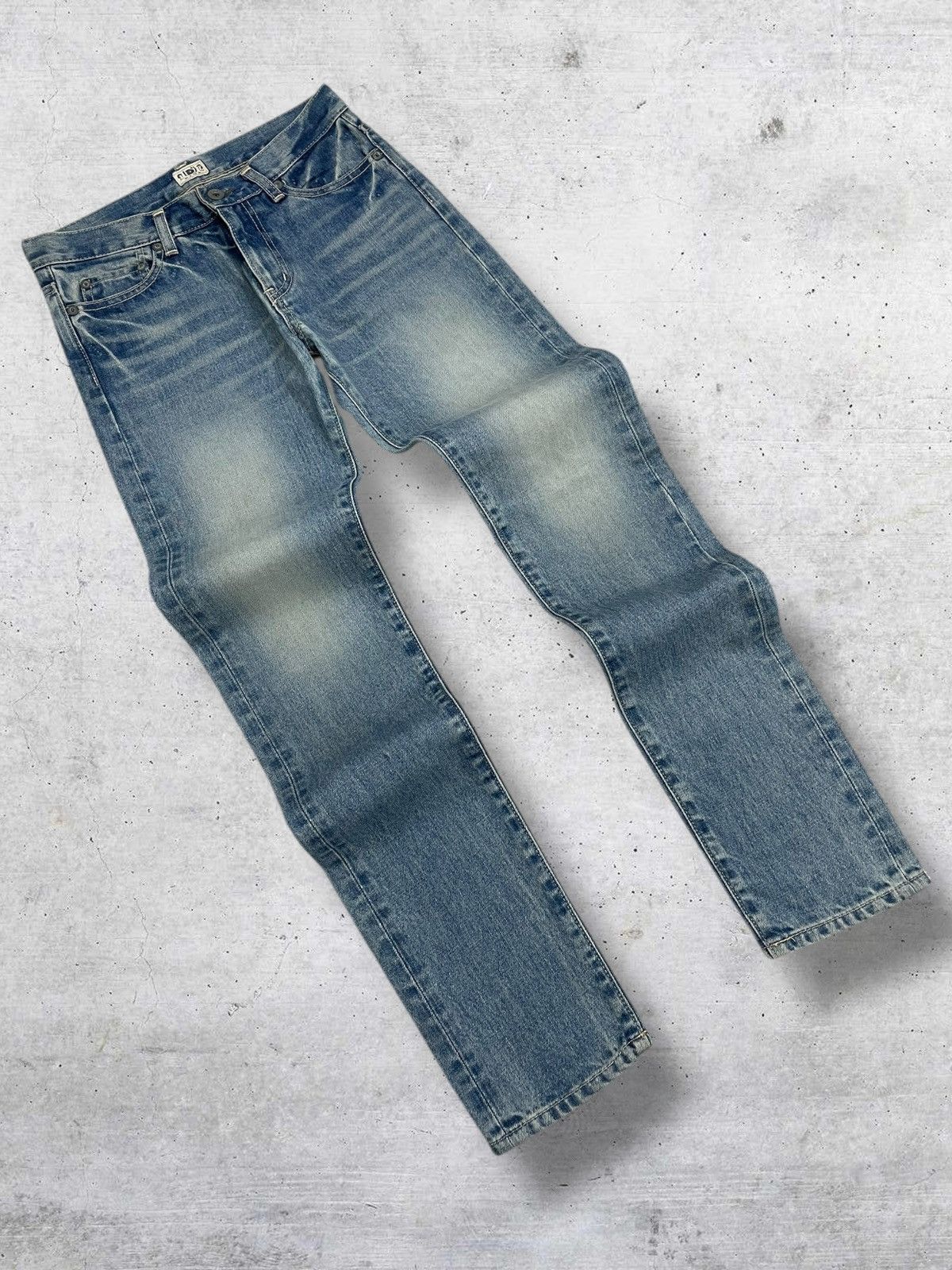 Japanese Brand VINTAGE JAPAN OG BLU BLUE 90S DESIGNER BLUE WASHED DENIM Size US 27 - 2 Thumbnail