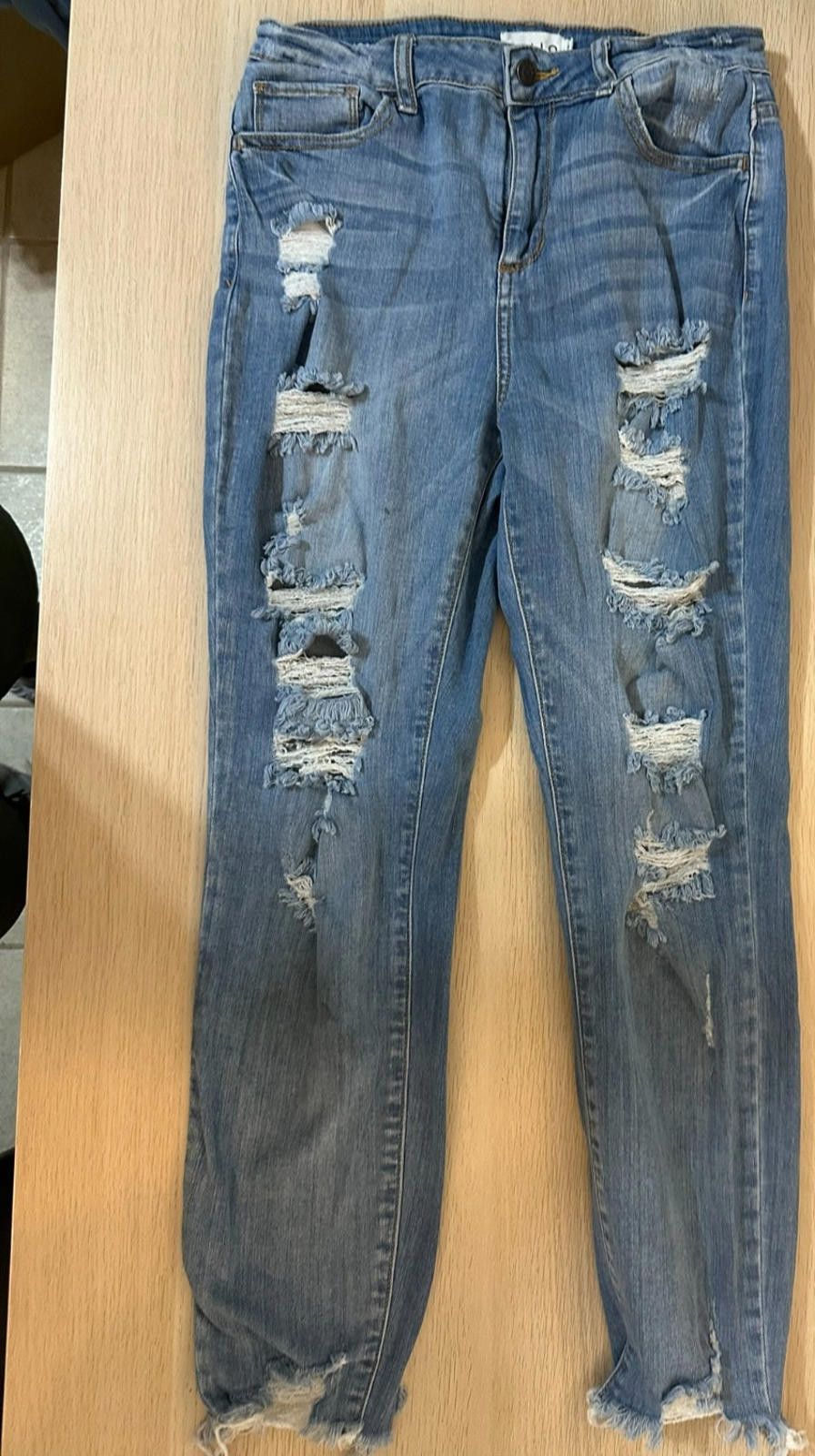 Celio Cello Size 9 Medium Wash Ripped High Rise Skinny Jeans Size 30" / US 8 / IT 44 - 8 Thumbnail
