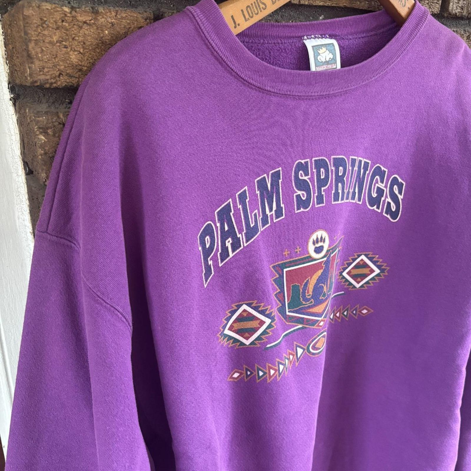Vintage 1990s thick cotton vintage palm springs purple cotton sweat Size US XL / EU 56 / 4 - 3 Thumbnail