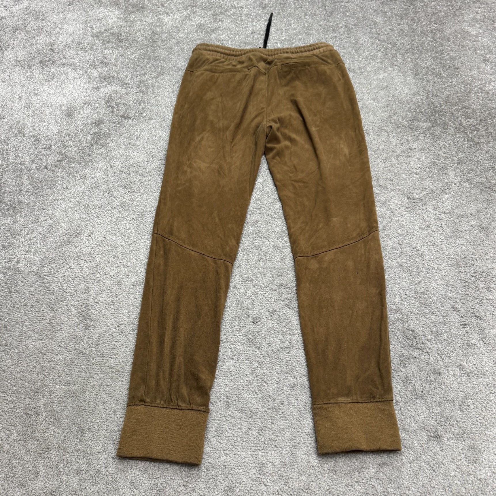 Zara Zara Man Jogger Pant Mens Small Brown Elastic Waist Pockets Zip Suede Look Clothing Size US 29 - 2 Thumbnail