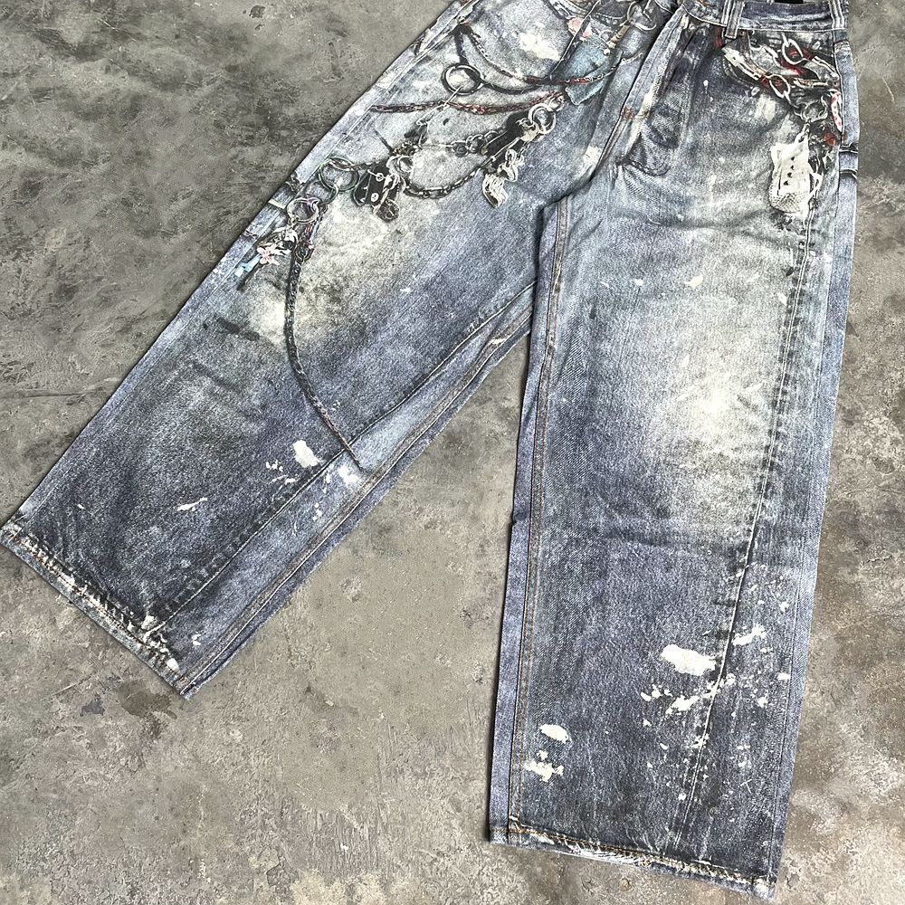 Designer × Japanese Brand Printed Streetwear Baggy Jean Size US 34 / EU 50 - 3 Thumbnail