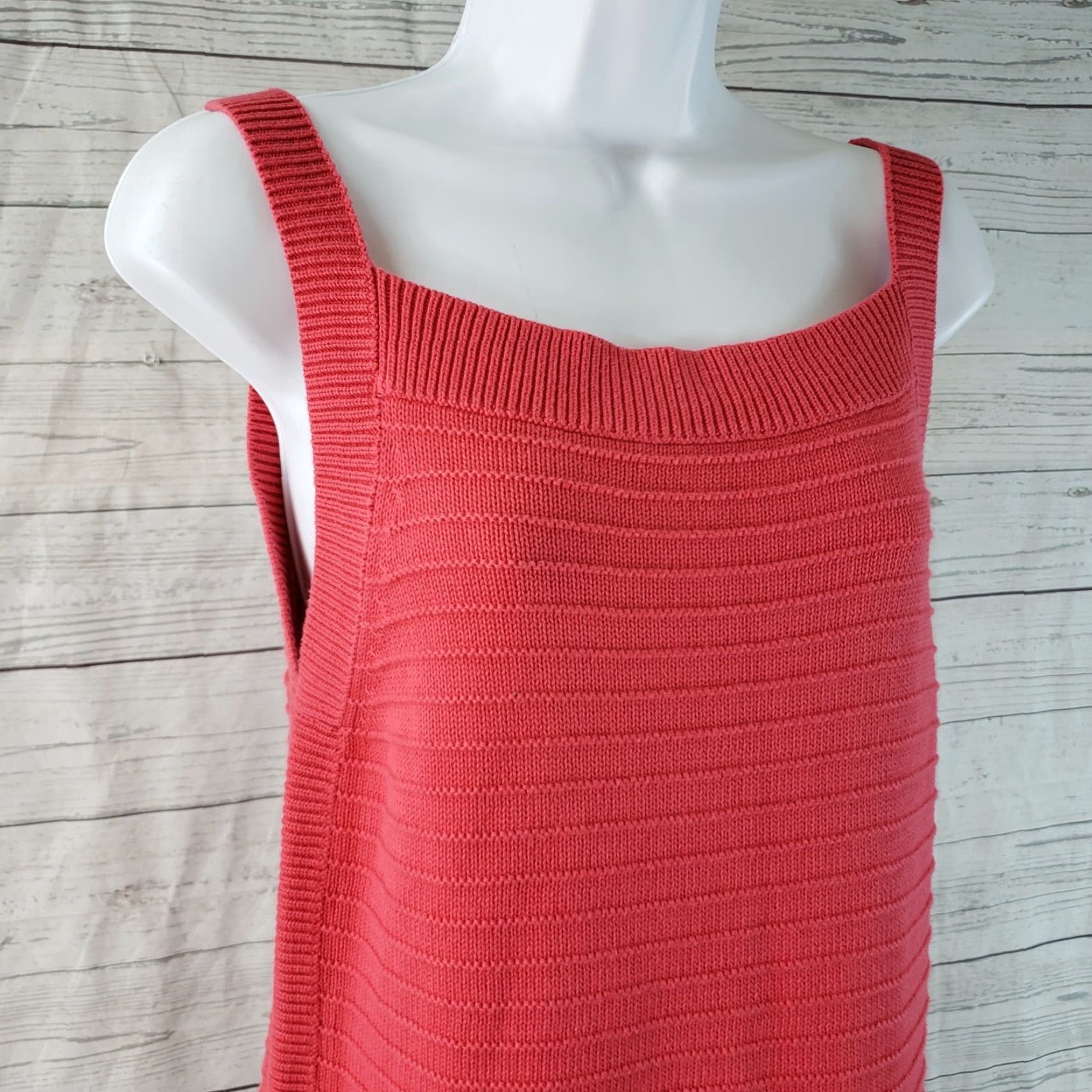 Vintage Margaret O'leary Womens Knit Tank Top Sz Medium Pink/Red Organic Cotton Size M / US 6-8 / IT 42-44 - 2 Thumbnail