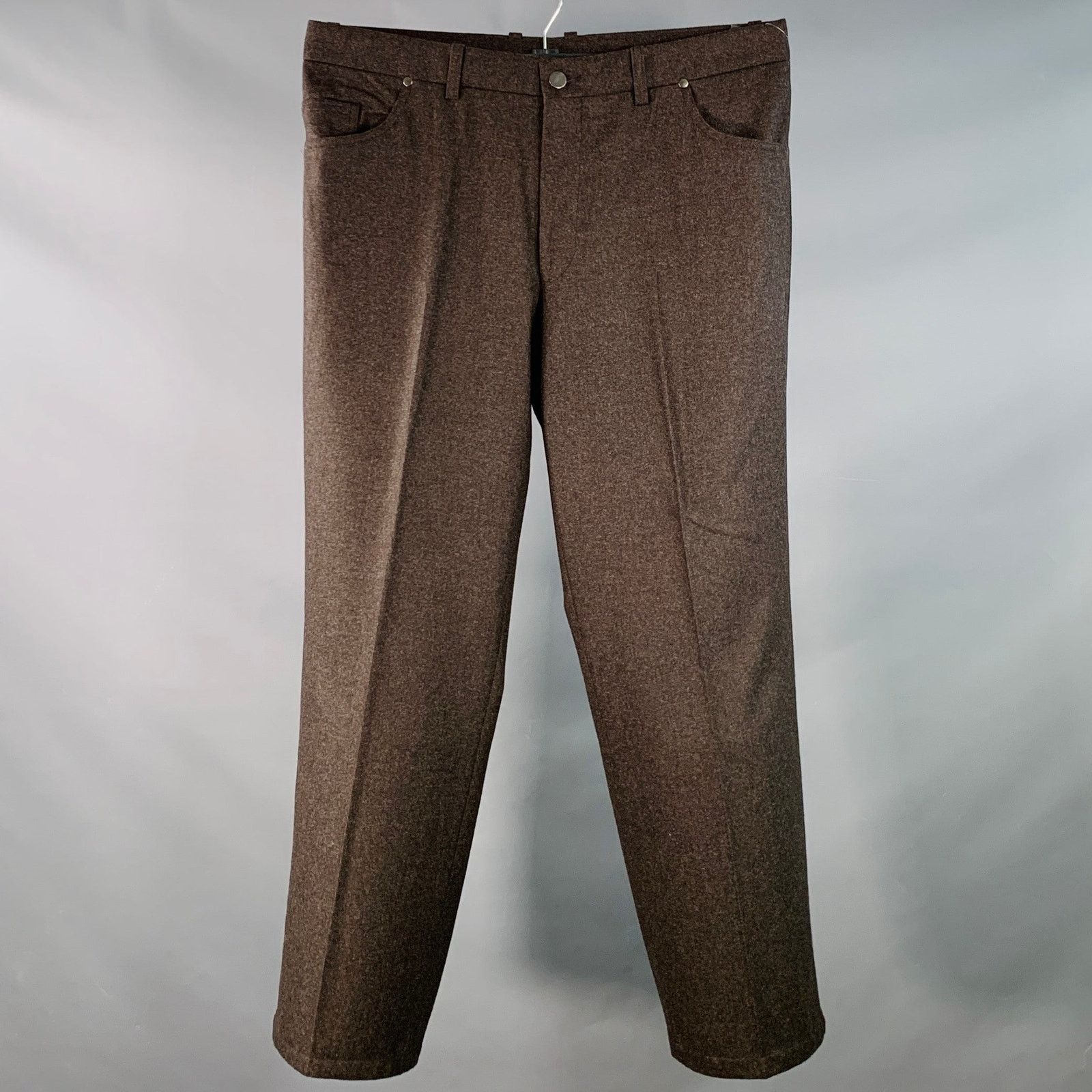 Saks Fifth Avenue SAKS FIFTH AVENUE Brown Heather Wool Jean Cut Casual Pants Size US 38 / EU 54 - 1 Thumbnail