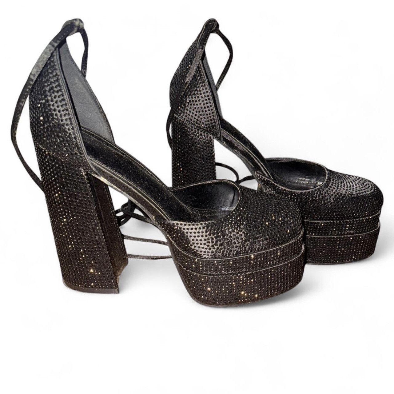 Other Black Long Laces Platform Mary Jane High Heels Womens Size 8 Size US 8 / IT 38 - 5 Thumbnail