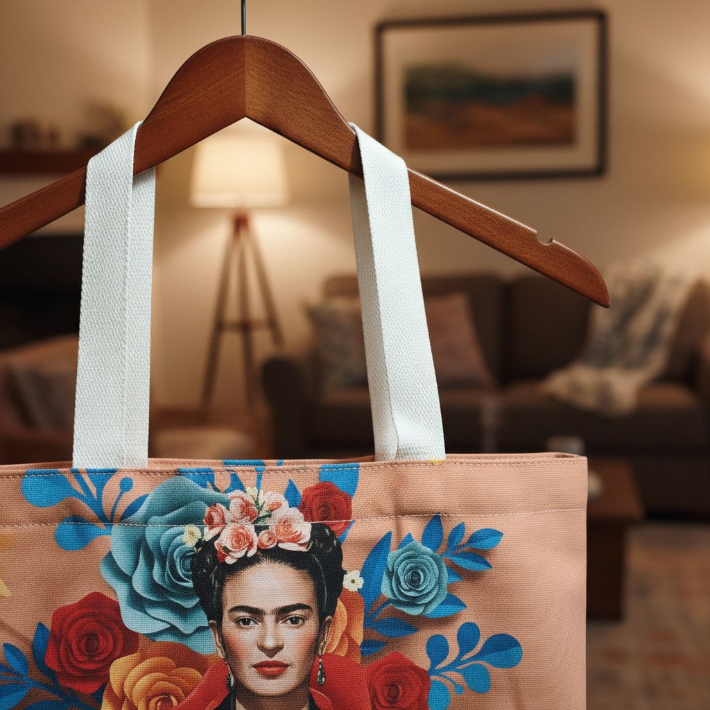 Other FRIDA KAHLO Custom Print Artisanal Linen Tote Bag Hand Size ONE SIZE - 4 Thumbnail