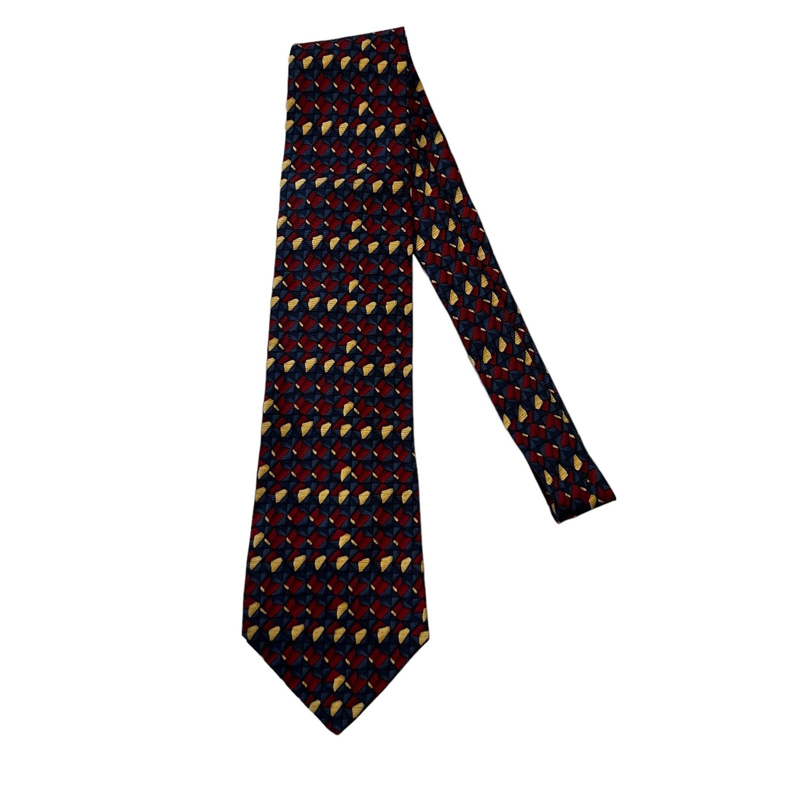 Croft & Barrow Croft & Barrow Burgundy Blue Tan Abstract Geometric Silk Tie Size ONE SIZE - 3 Thumbnail