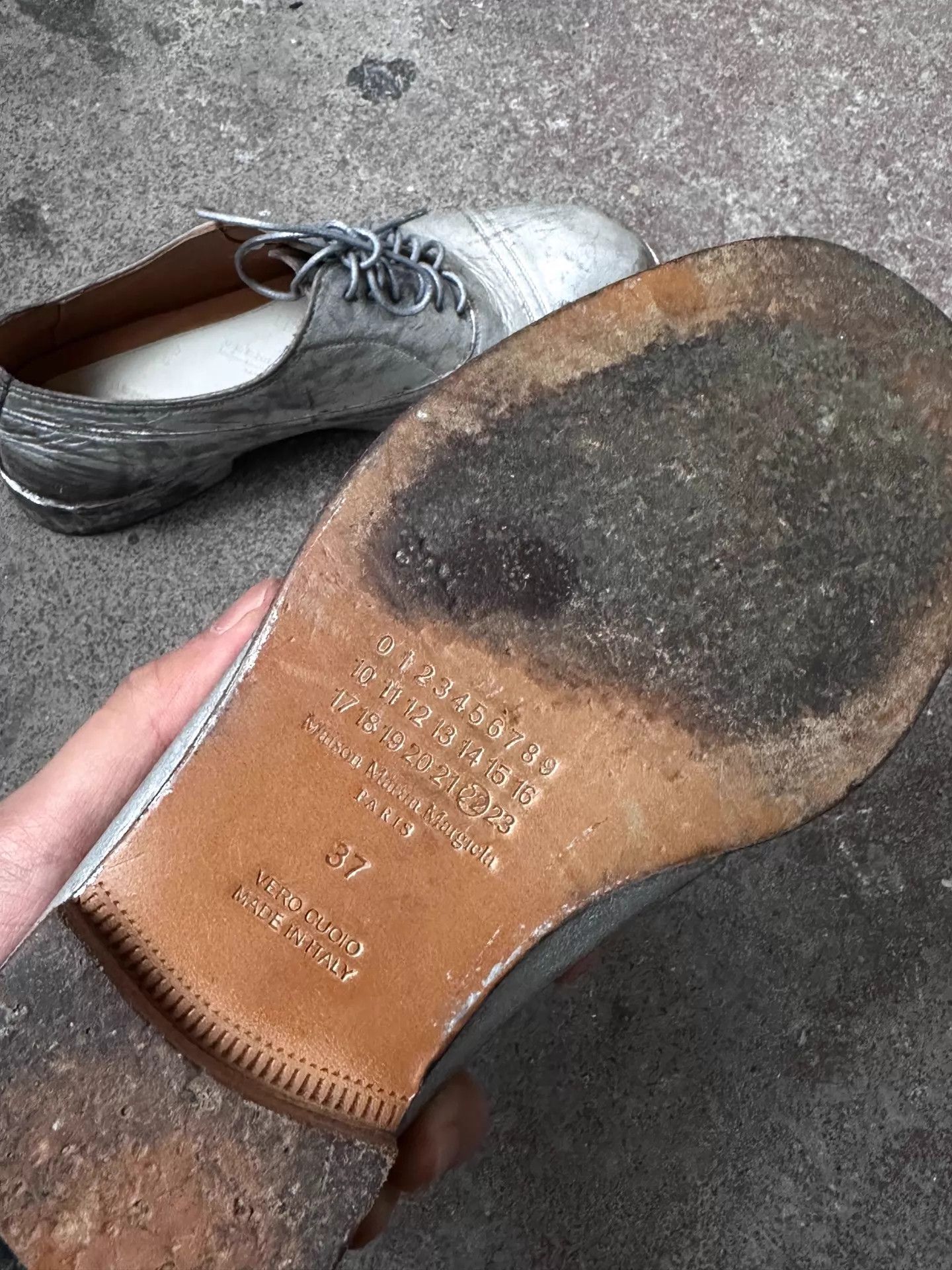 Other Maison Martin Margiela Martin Painted Silver Derbies Size US 6.5 / IT 36.5 - 4 Thumbnail