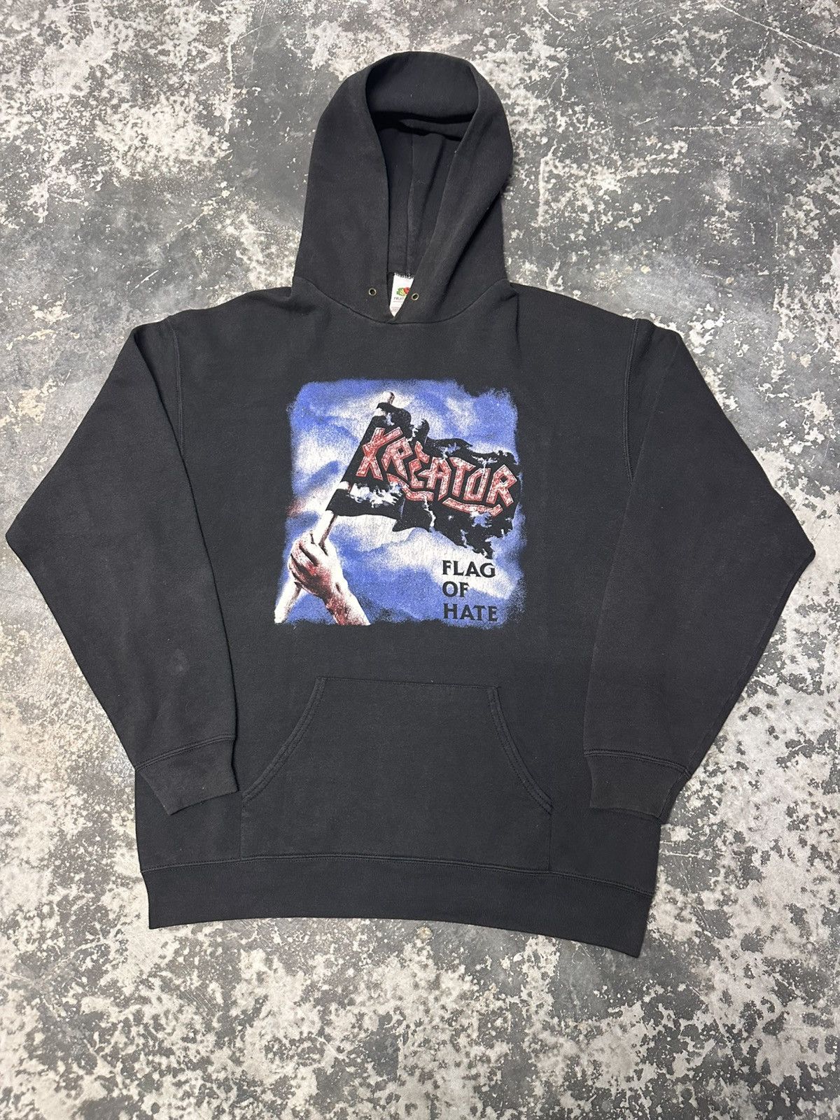 Band Tees × Vintage Vintage 90s Kreator Flag of Hate Hoodie Thrash Metal Band Size US XL / EU 56 / 4 - 1 Thumbnail