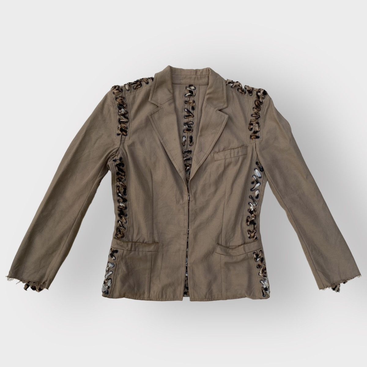 Tom Ford × Yves Saint Laurent Vintage SS02 Safari Cheetah Lace Up Blazer By Tom Ford Size S / US 4 / IT 40 - 1 Thumbnail
